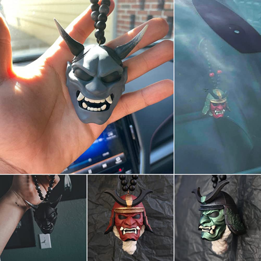 Japanese Samurai Helmet Oni Car Hanging Pendant - Unique Rear View Mirror Charm for Car Decor, Fashion Auto Accessories | Perfect for Car Enthusiasts, Anime Fans & Japanese Culture Lovers