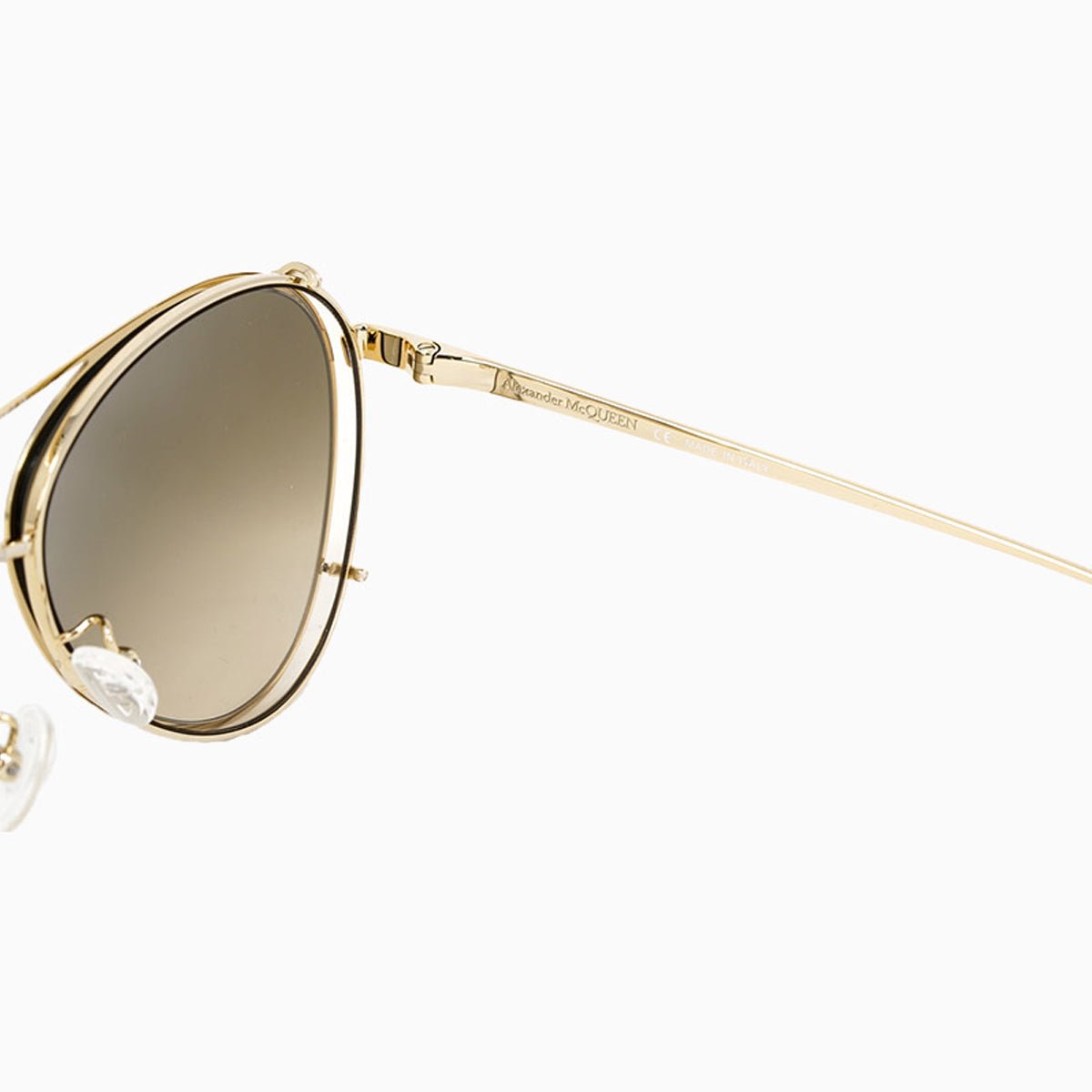 Alexander McQueen Pilot Gold Metal Sunglasses - Luxury Aviator Sunglasses for Men & Women - UV Protection - Perfect for Driving, Travel & Fashion