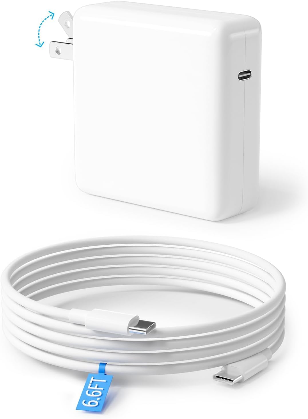 96W USB-C Power Adapter Fast Charger for MacBook Pro/Air 13 14 15 16 Inch - Compatible with M1/M2 Chip (2020-2023) & Retina Models (2016-2019) - USB-C to USB-C Laptop Charger for Home, Office & Travel