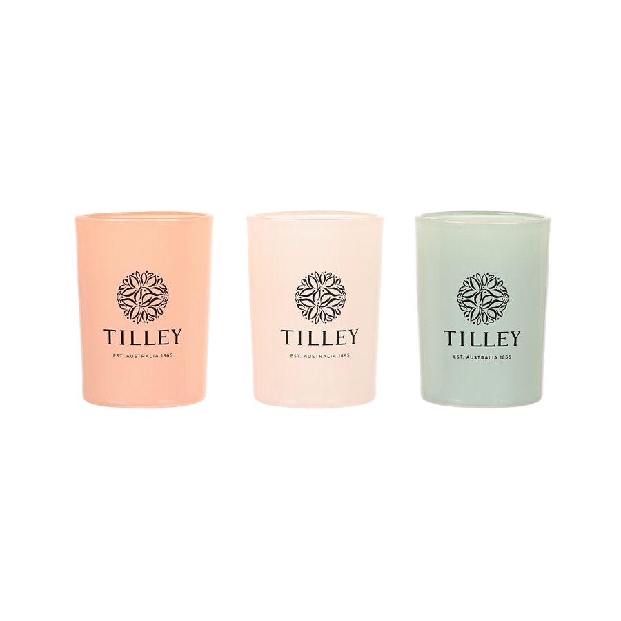 TILLEY Trio Votive Candles Gift Set - 3 x 70g (210g) Scented Candles for Home Decor, Relaxation & Romantic Ambiance - Perfect for Weddings, Spa Nights & Cozy Evenings