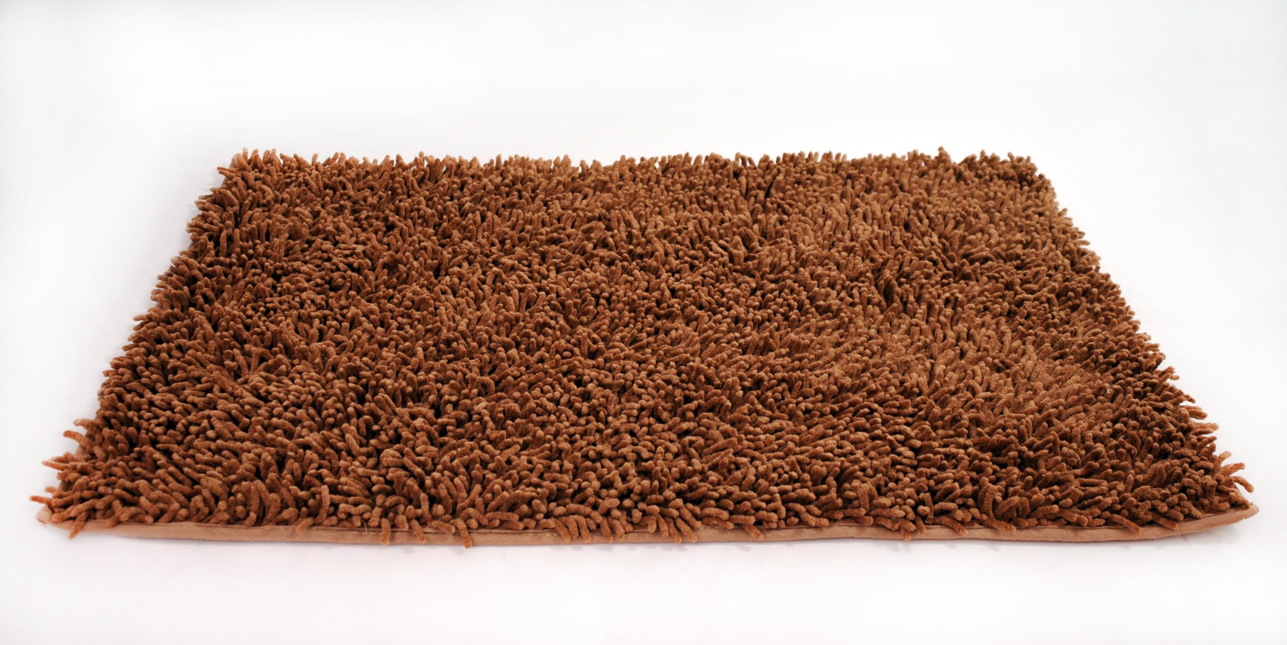 **Premium Chenille Bath Mat - Soft Fluffy Shaggy Cotton Bathroom Rug, 16x24 Inch, Camel Brown - Non-Slip & Absorbent for Bath, Shower & Vanity Areas**
