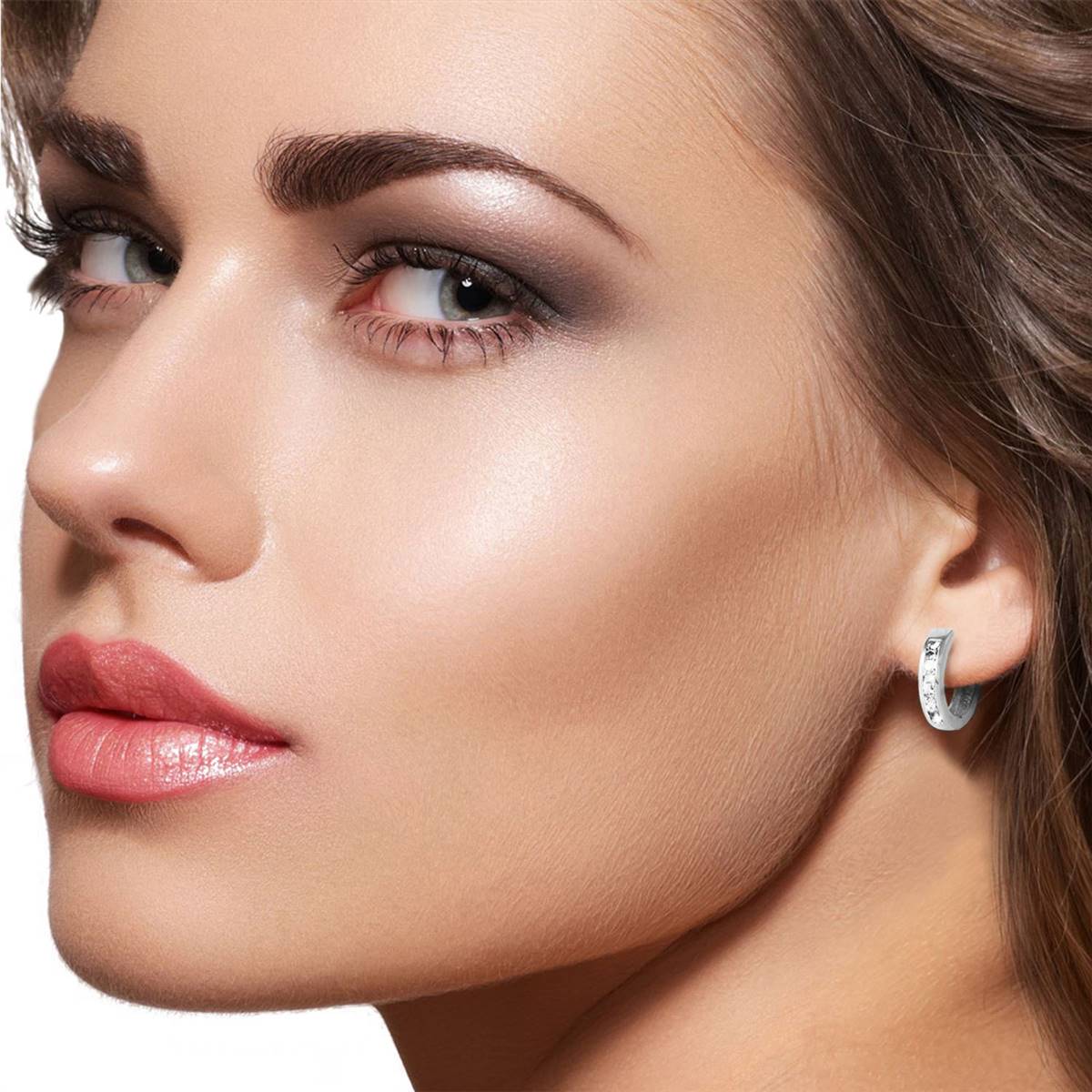 1.1 Carat 14K Solid White Gold Cubic Zirconia Hoop Earrings for Women | Elegant CZ Stud Earrings | Perfect for Weddings, Parties & Everyday Wear