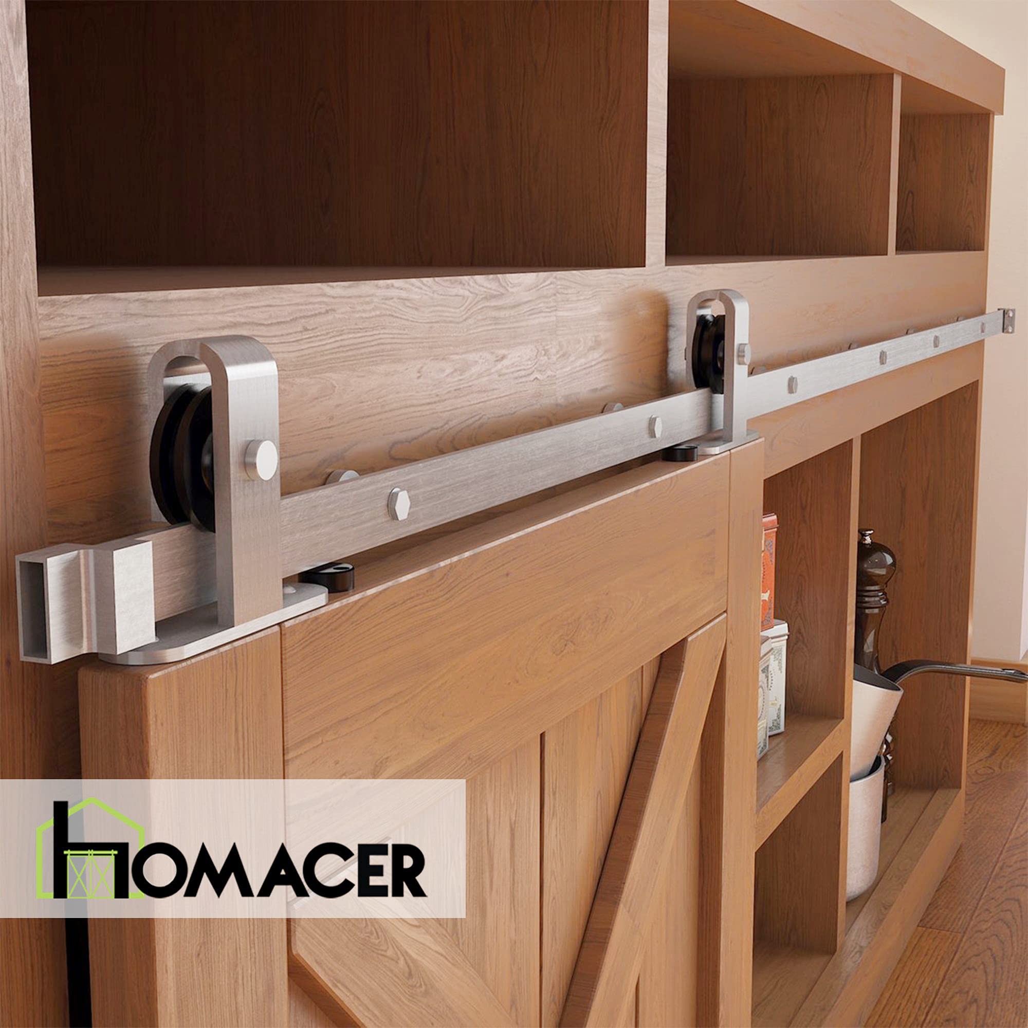 Homacer Mini Brushed Nickel Sliding Barn Door Hardware Kit - 114