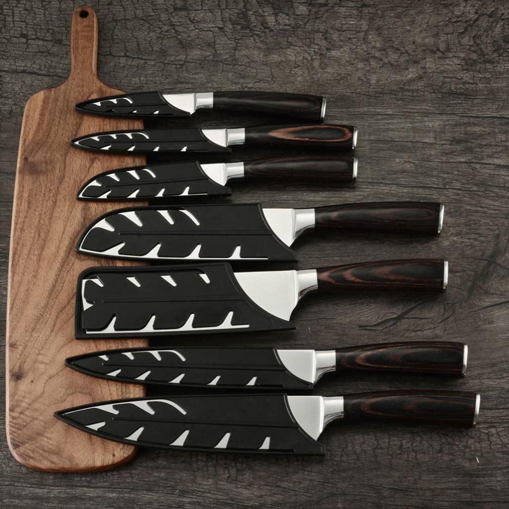 10-Piece Steel Chef Knife Protectors Set - Plastic Blade Guards, Cutter Sleeves & Scabbards for Kitchen Knives | Safe Storage & Organization for Professional & Home Kitchens