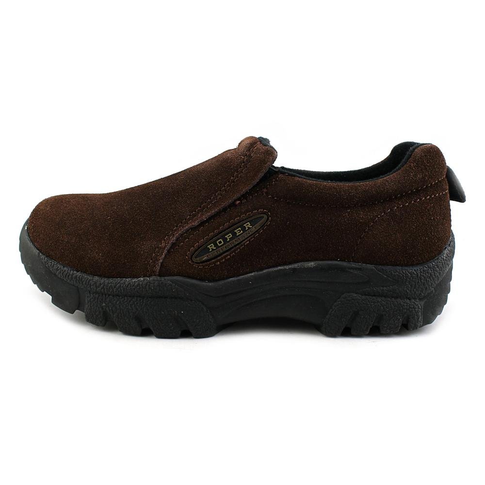 ROPER Men's Slip-On Work Safety Shoes - Brown Leather Non-Slip Work Boots for Construction, Warehouse & Outdoor Jobs