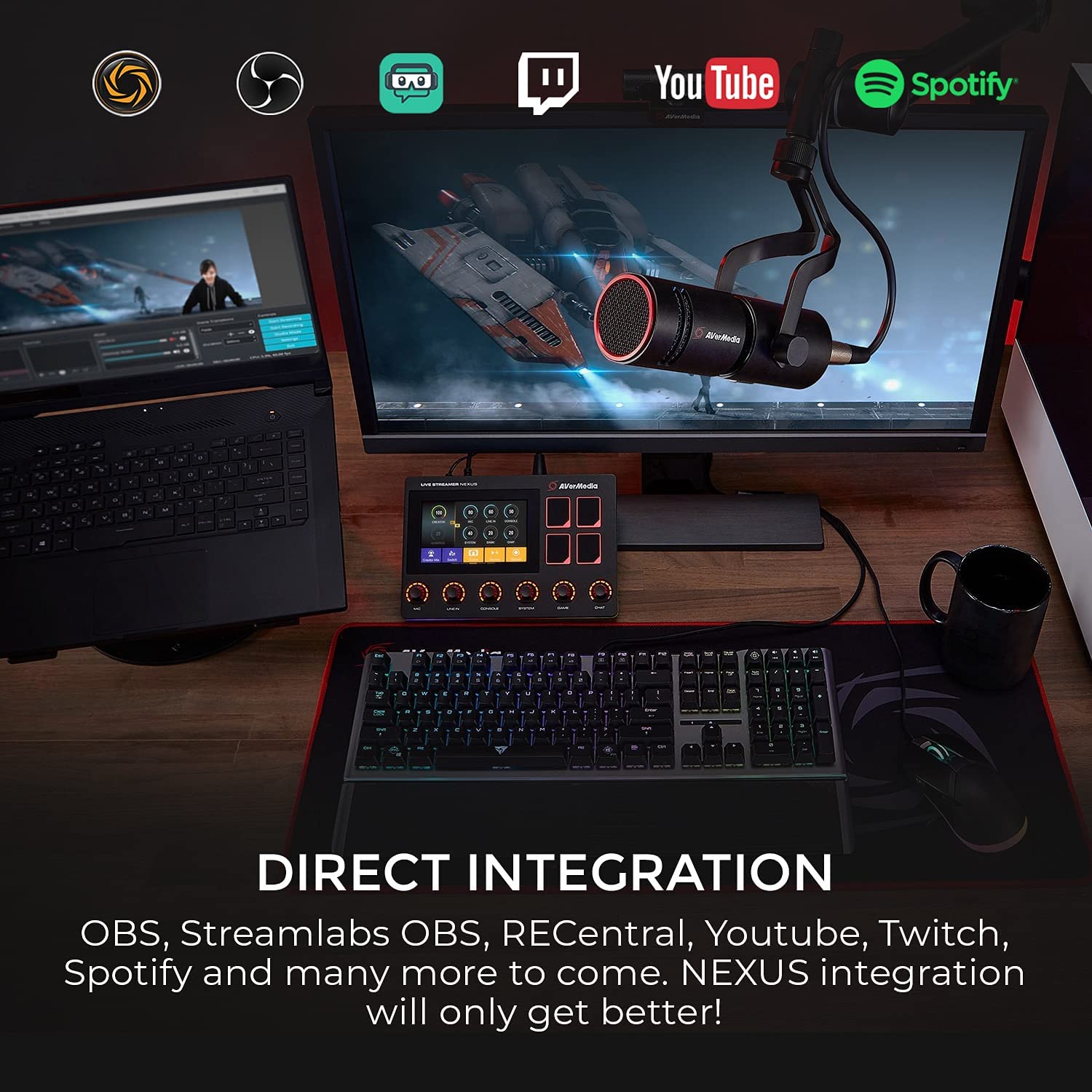 AVerMedia Live Streamer AX310 Creator's Control Center & MIC 330 Dynamic Microphone Bundle - Professional Streaming Setup for Twitch, YouTube & Podcasting | Perfect for Gamers, Content Creators & Broadcasters