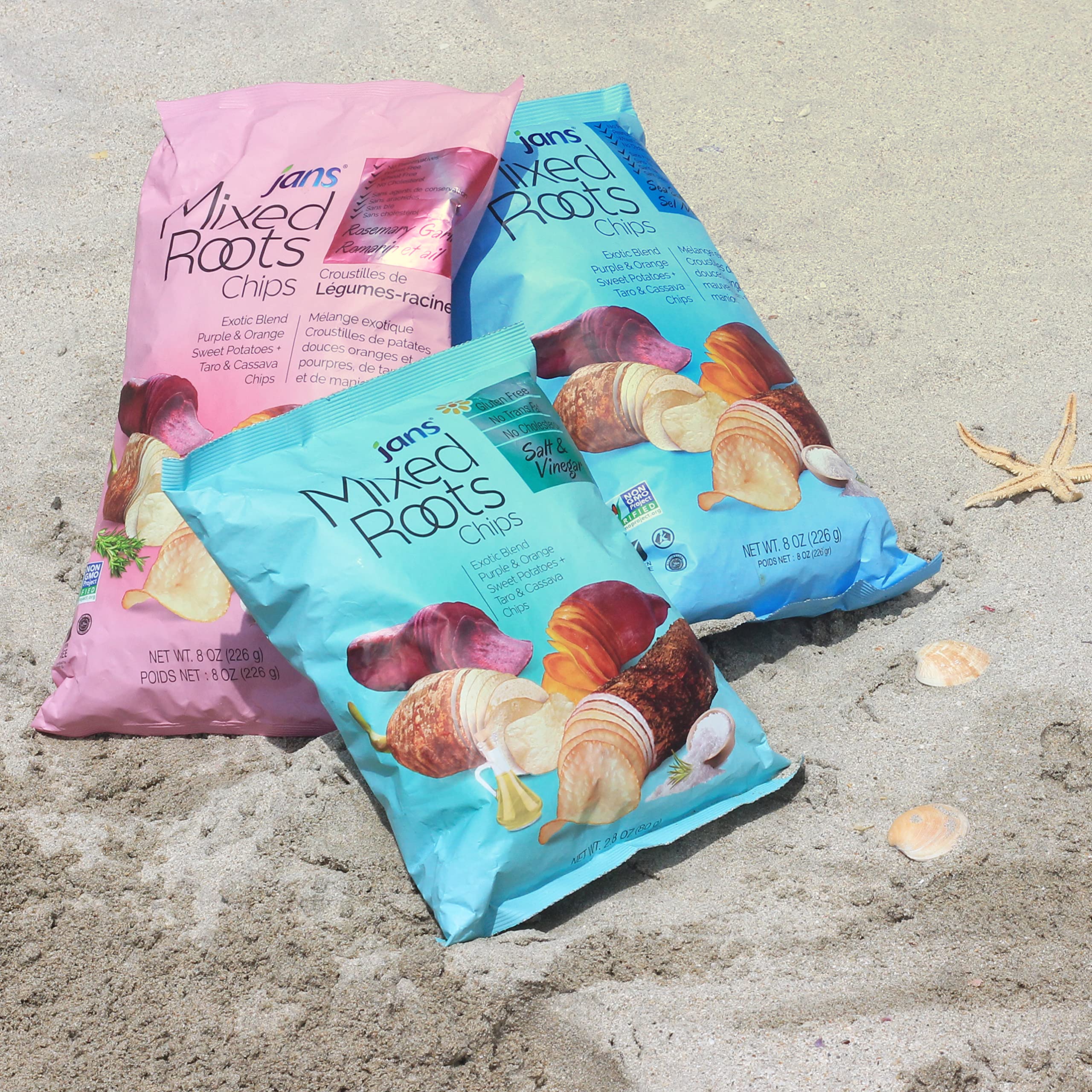 Mixed Roots All Natural Vegetable Chips - Sea Salt Flavor, 8oz | Gluten-Free, Vegan Snacks for Parties, Healthy On-The-Go Food, School Lunch & Movie Night Treats