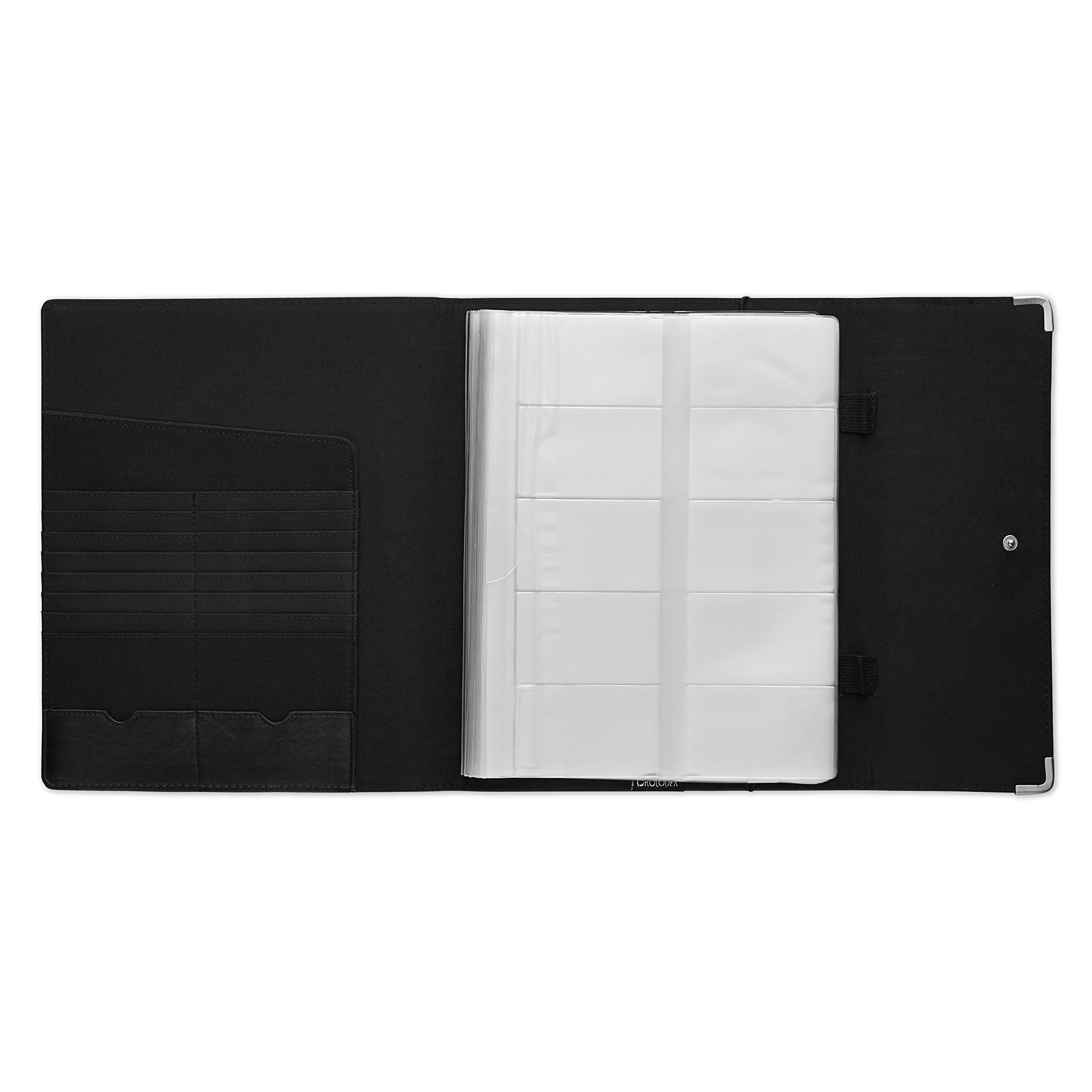 Rolodex Active View Business Card Organizer - 240-Card Capacity, Black & Silver Faux Leather (Model 26507) | Perfect for Networking Events, Office Organization & Professional Contacts Management