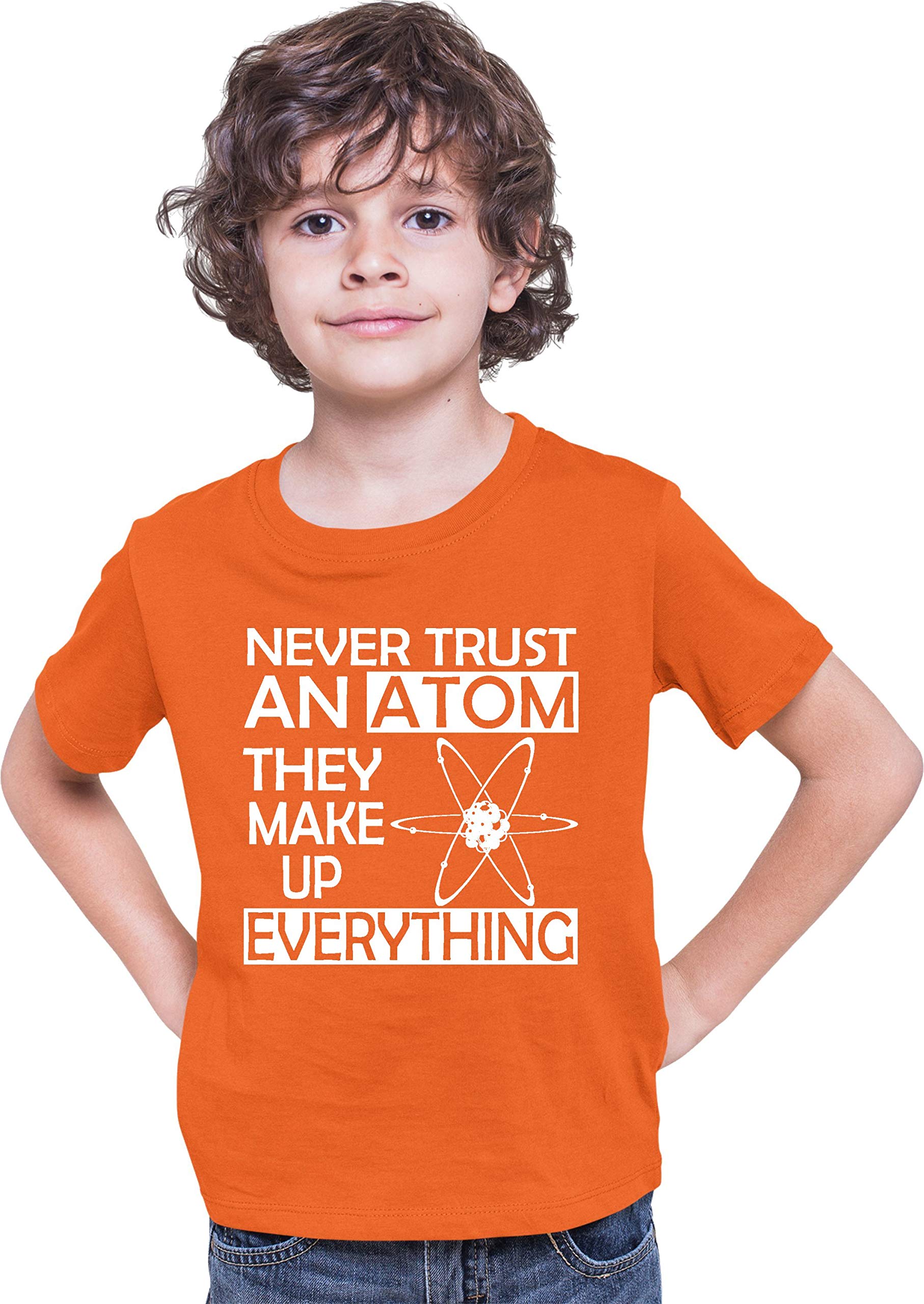 Funny Science Atom Joke T-Shirt - Youth Never Trust an Atom They Make Up Everything - Cool Geek Humor Graphic Tee for Students, Teachers & Science Lovers