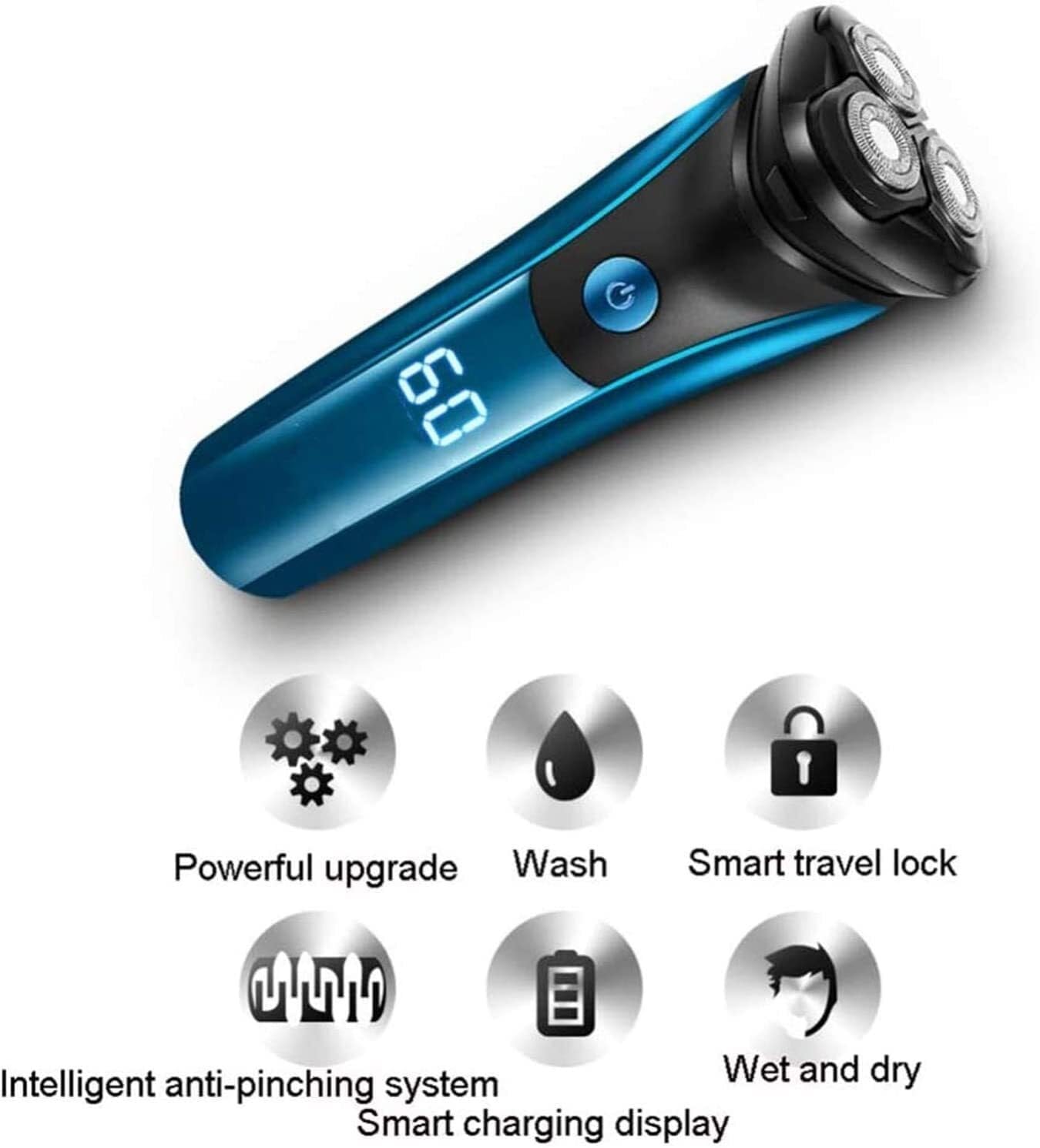 Men's Electric Shaver - 3 Blade Waterproof Razor with LED Display & Fast Charging | Portable for Travel & Daily Shaving | Perfect for Home, Gym & Business Trips