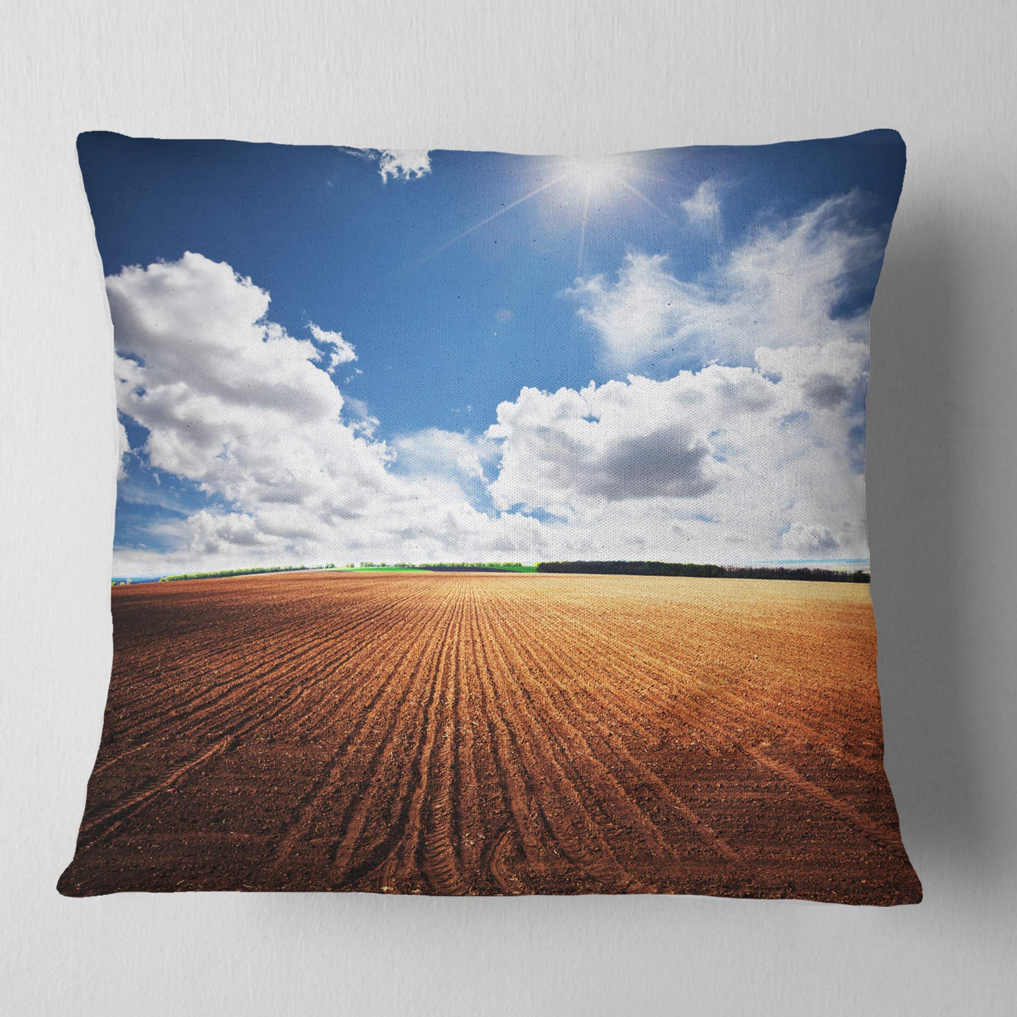 DesignQ CU10459 18x18 Inch Blue Decorative Pillow Cushion for Sofa, Bed & Home Decor - Soft Square Throw Pillow Cover for Living Room, Bedroom