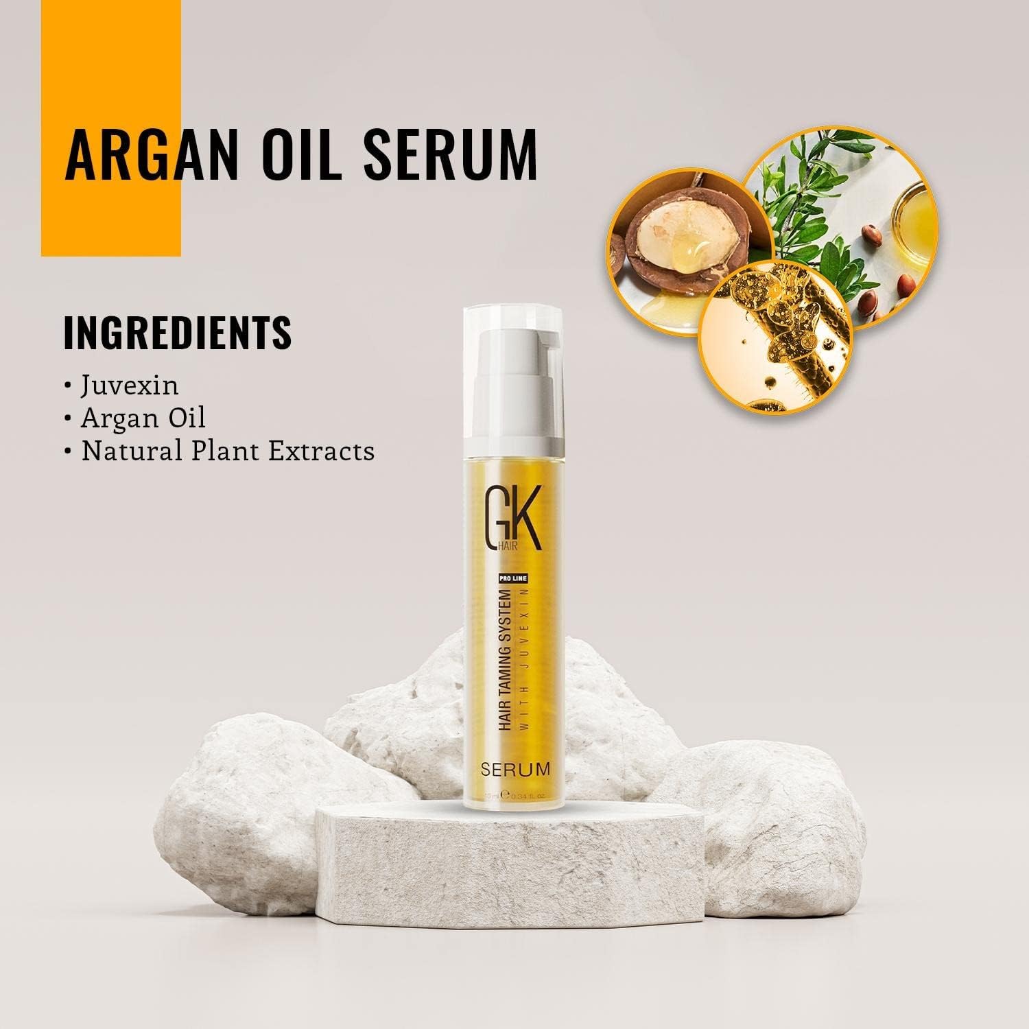 Global Keratin GK Hair Moisturizing Shampoo & Conditioner Set 1000ml with Organic Argan Oil Serum 10ml - Frizz Control, Dry & Damaged Hair Repair - Perfect for Daily Hair Care & Salon-Quality Results at Home