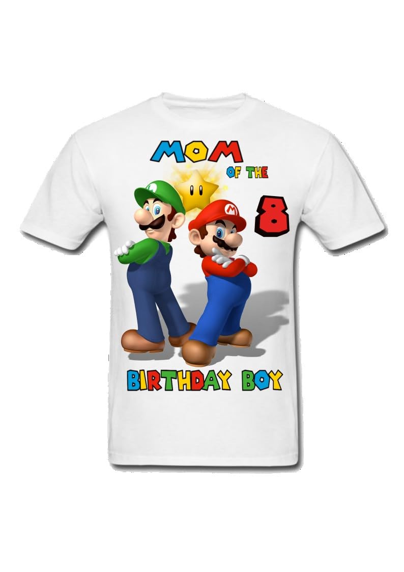Custom Mario Birthday T-Shirt for Kids - Personalized Name & Age (5T) | Family Matching Mario Shirts for Boys & Girls | Perfect for Birthday Parties, Family Events & Mario-Themed Celebrations