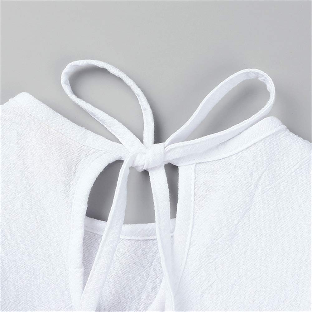 Baby Girls Short Sleeve Cotton Linen Shirt Dress with Bloomer Shorts - Cute Summer Outfit for Playdates & Family Photos
