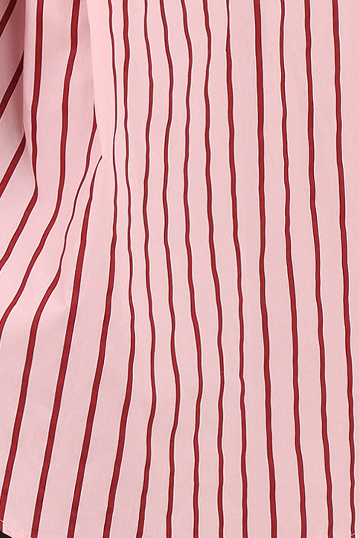 Adam Men's Slim Fit Stripe Dress Shirt in Pink - Perfect for Office Wear, Business Meetings & Formal Occasions