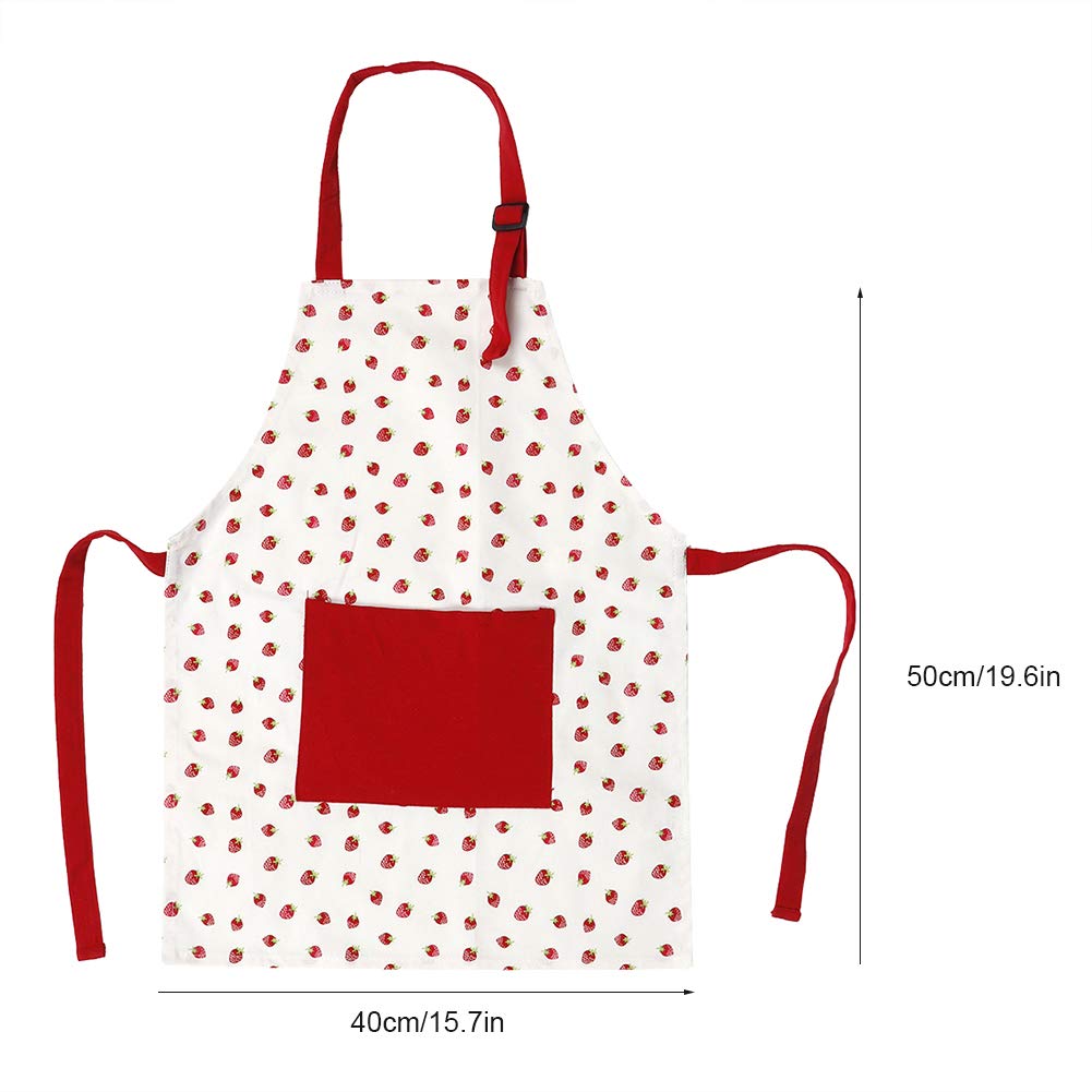 Strawberry Print Kids Apron for Girls - Toddler Apron with Pockets for Cooking, Baking, Painting, Crafts & Gardening - Cute Kitchen & Art Protective Wear for Children
