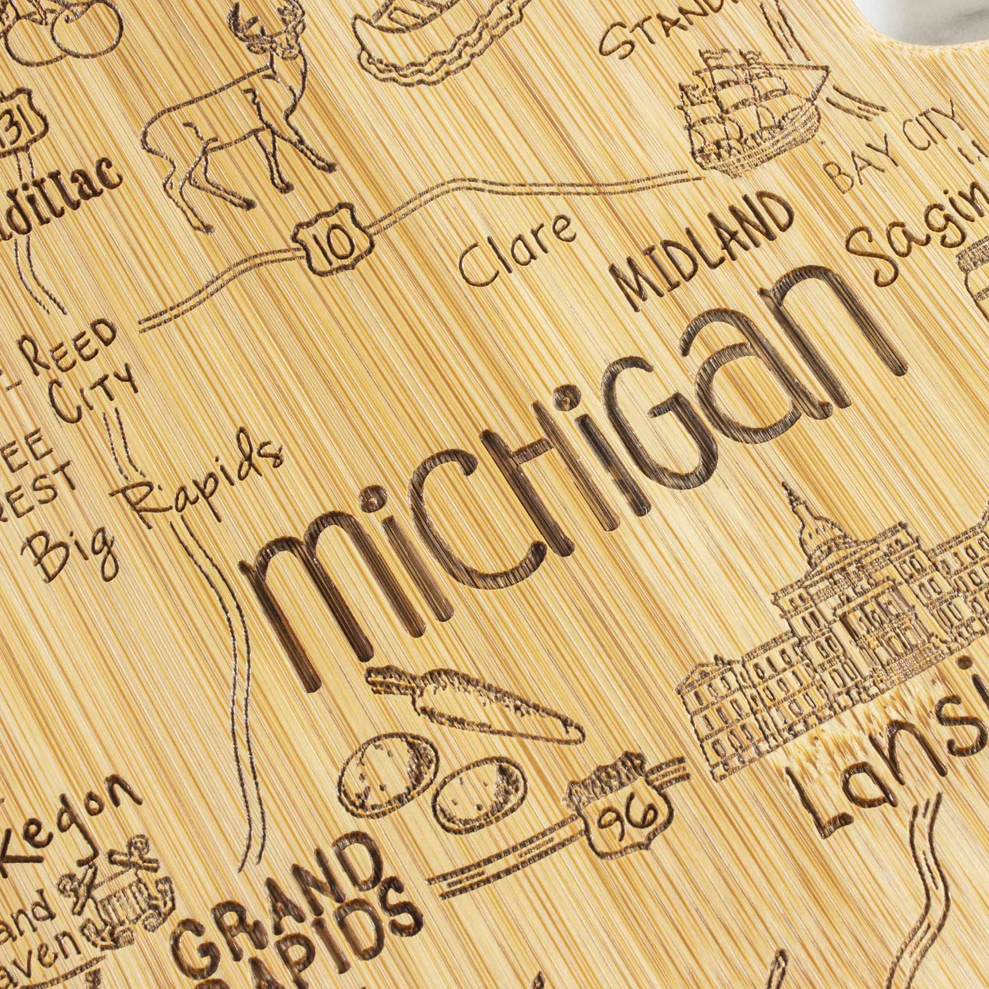 Michigan Shaped Wooden Cutting Board - 13.25 x 11.75 Inch Maple Kitchen Chopping Board for Cheese, Charcuterie & Serving - Perfect for Home Cooks & Michigan Pride Gifts