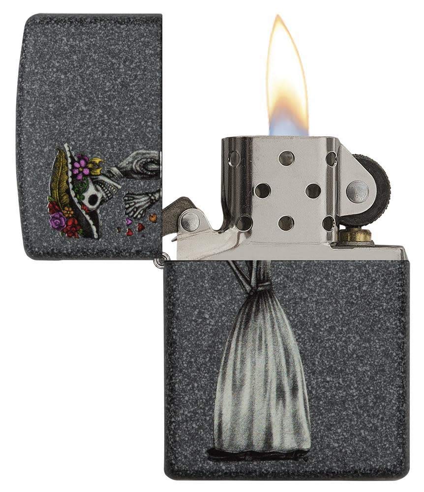 Zippo Skeleton Flowers Iron Stone Pocket Lighter Gift Set - Perfect for Outdoor Camping, Hiking, and Everyday Carry (EDC)
