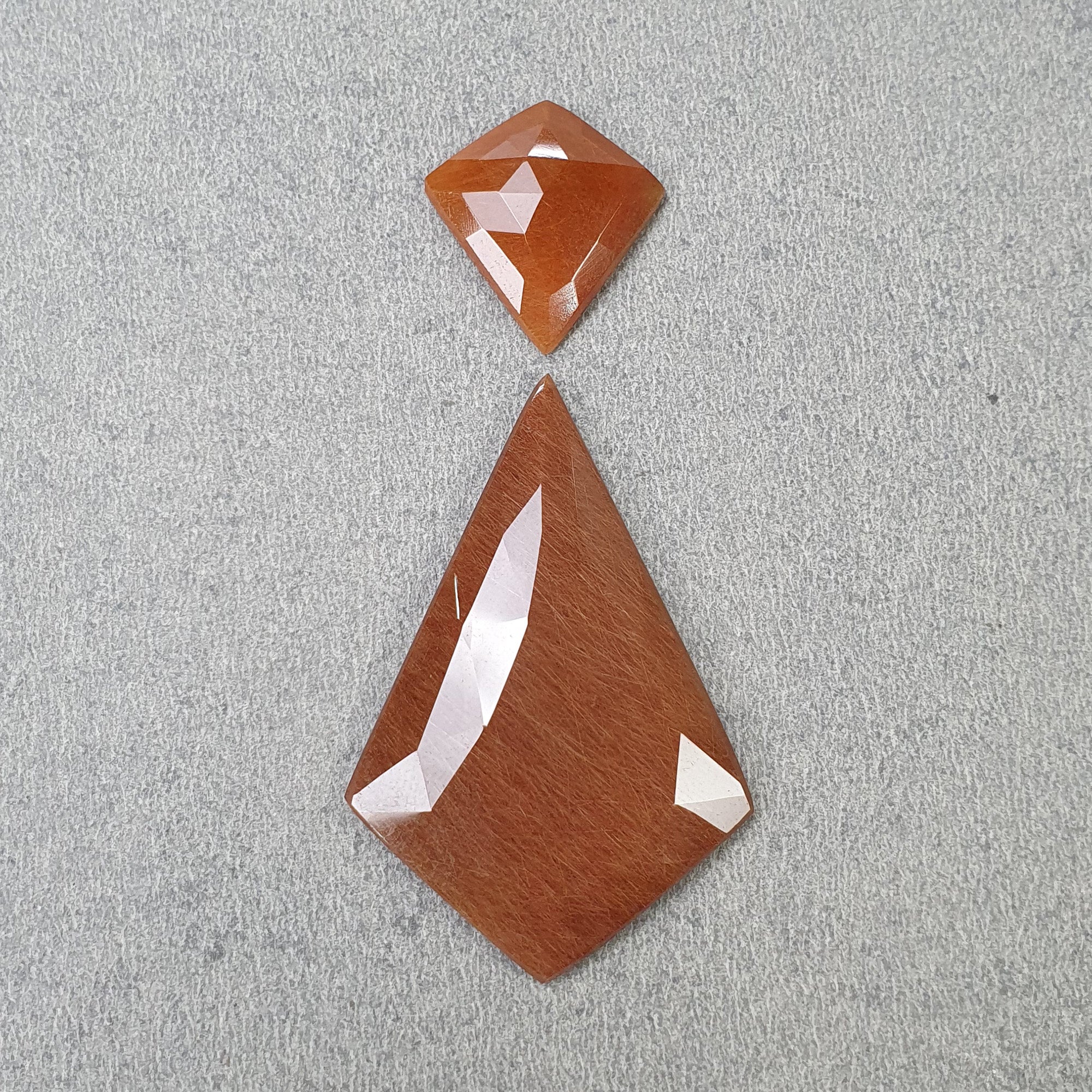 Natural Brown Rutile Quartz Gemstone - 40.25cts Rose Cut, Untreated & Unheated, Unique Uneven Shape (45x30mm & 20x19mm, 2 Pieces) with Video - Perfect for Jewelry Making, Crystal Healing & Collector's Display
