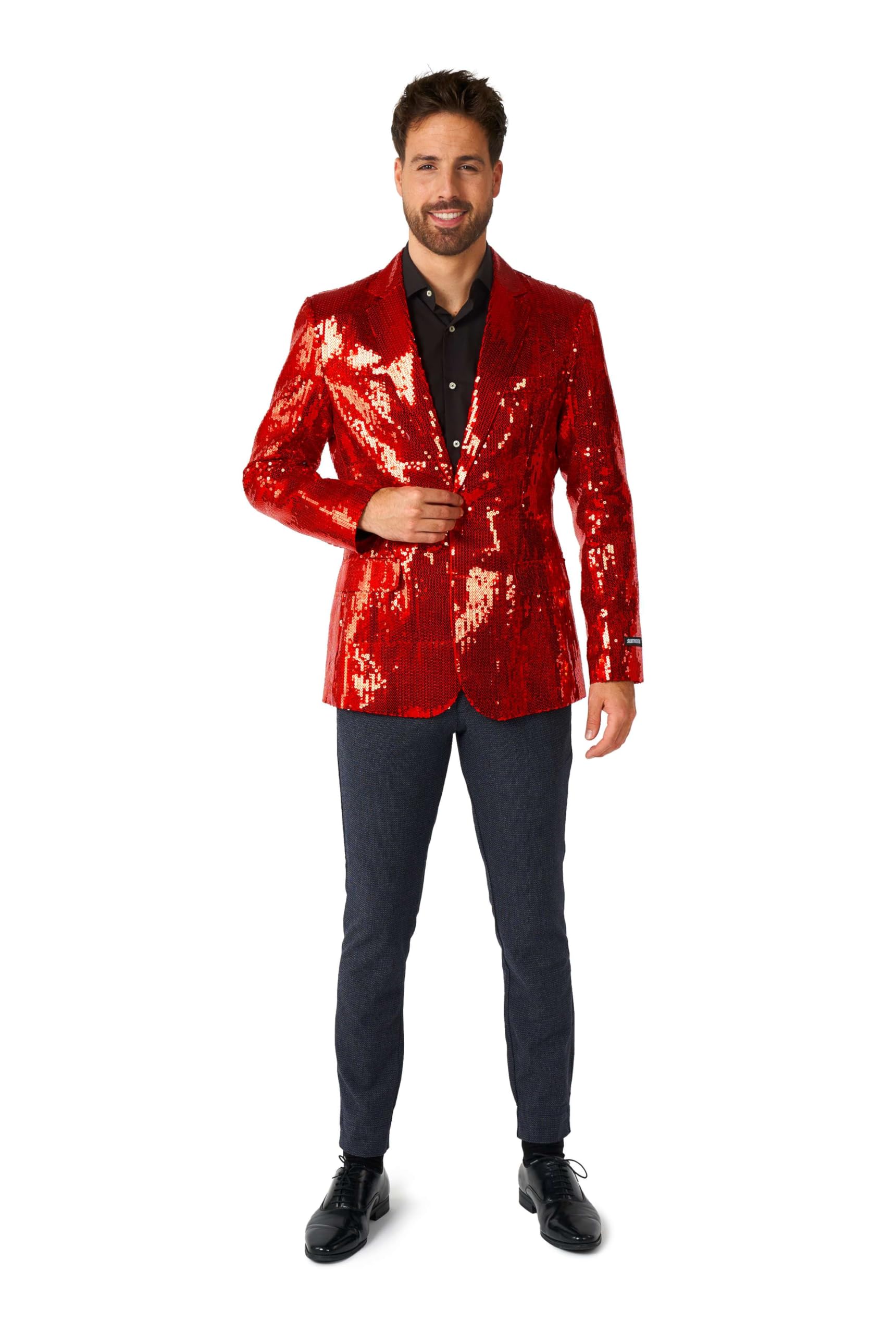 SUITMEISTER Men's Slim Fit Sequins Party Blazer - Shiny Prom, Christmas & NYE Jacket for Special Occasions | Perfect for Weddings, Club Nights & Formal Events