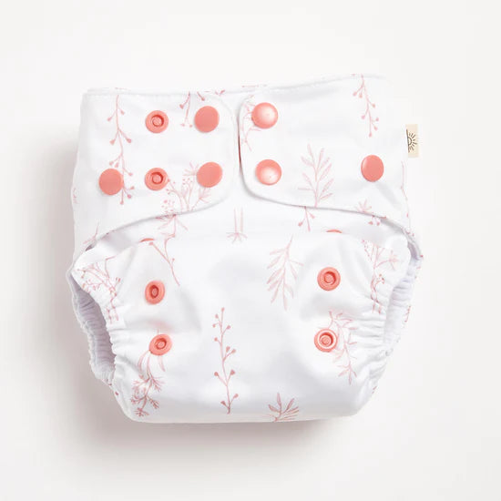 EcoNaps Modern Cloth Diaper - Reusable & Eco-Friendly Baby Nappy | Rosewood Botanicals Print | Perfect for Newborns, Infants & Toddlers | Daycare & Home Use