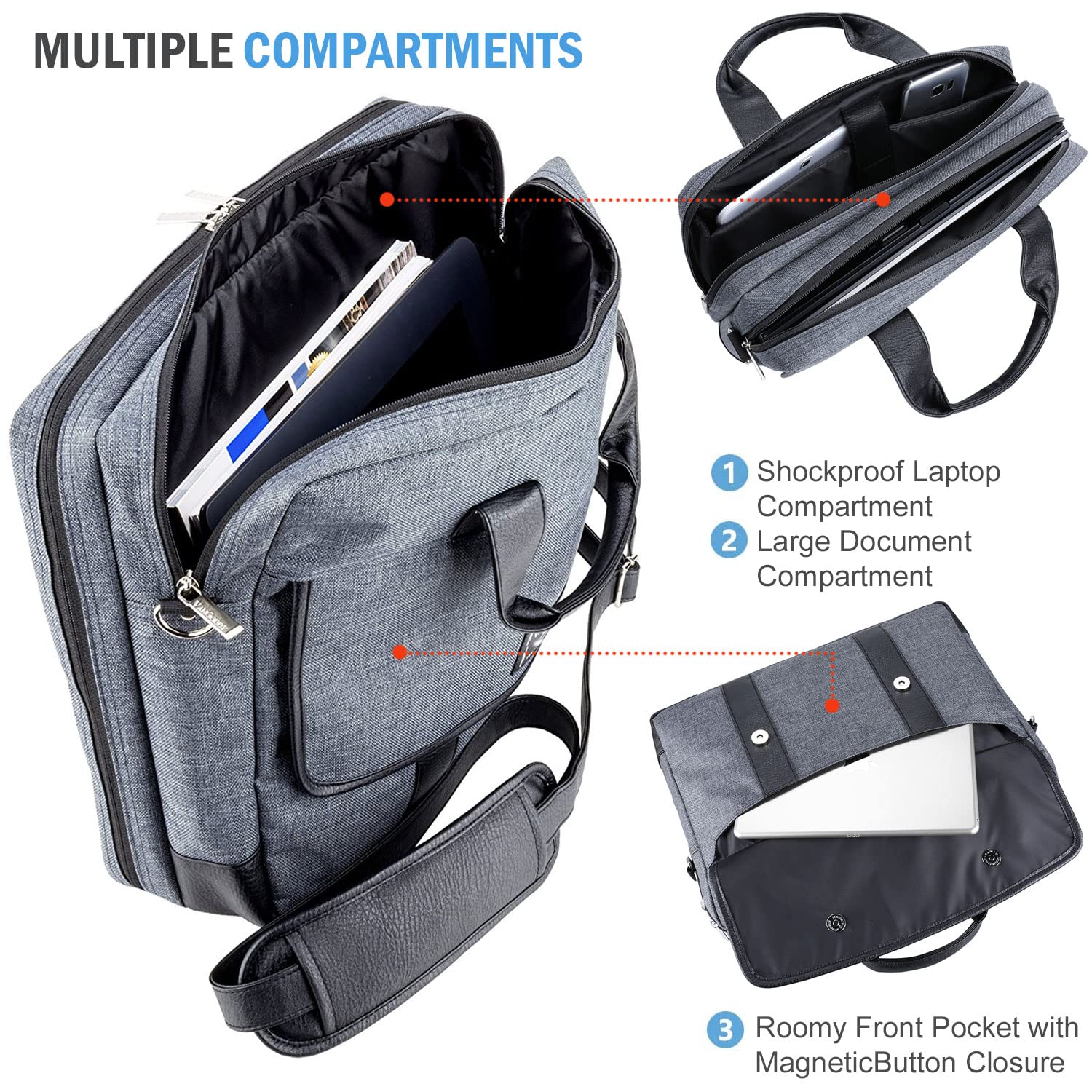 Waterproof 11.6-13 Inch Laptop Shoulder Bag - Compatible with iPad Pro 13-inch (M4), iPad Air 13-inch (M2) 2024, iPad Pro 12.9 inch - Perfect for Business Travel, Commuting & College Students