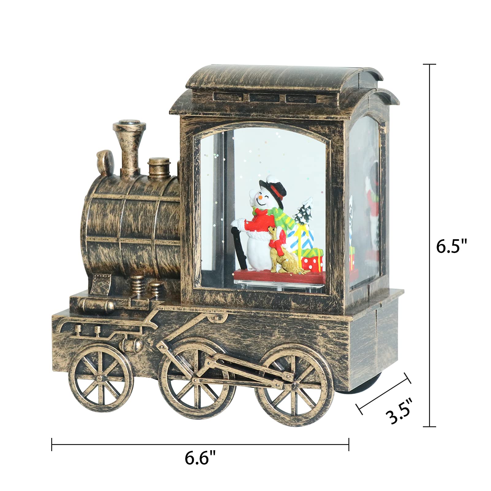 Eldnacele Battery Operated Christmas Train Snow Globe Lantern with Snowman - Musical Water Glittering Lantern with 6H Timer - Perfect Holiday Table Centerpiece, Home Decor & Gift for Christmas, Parties & Winter Celebrations