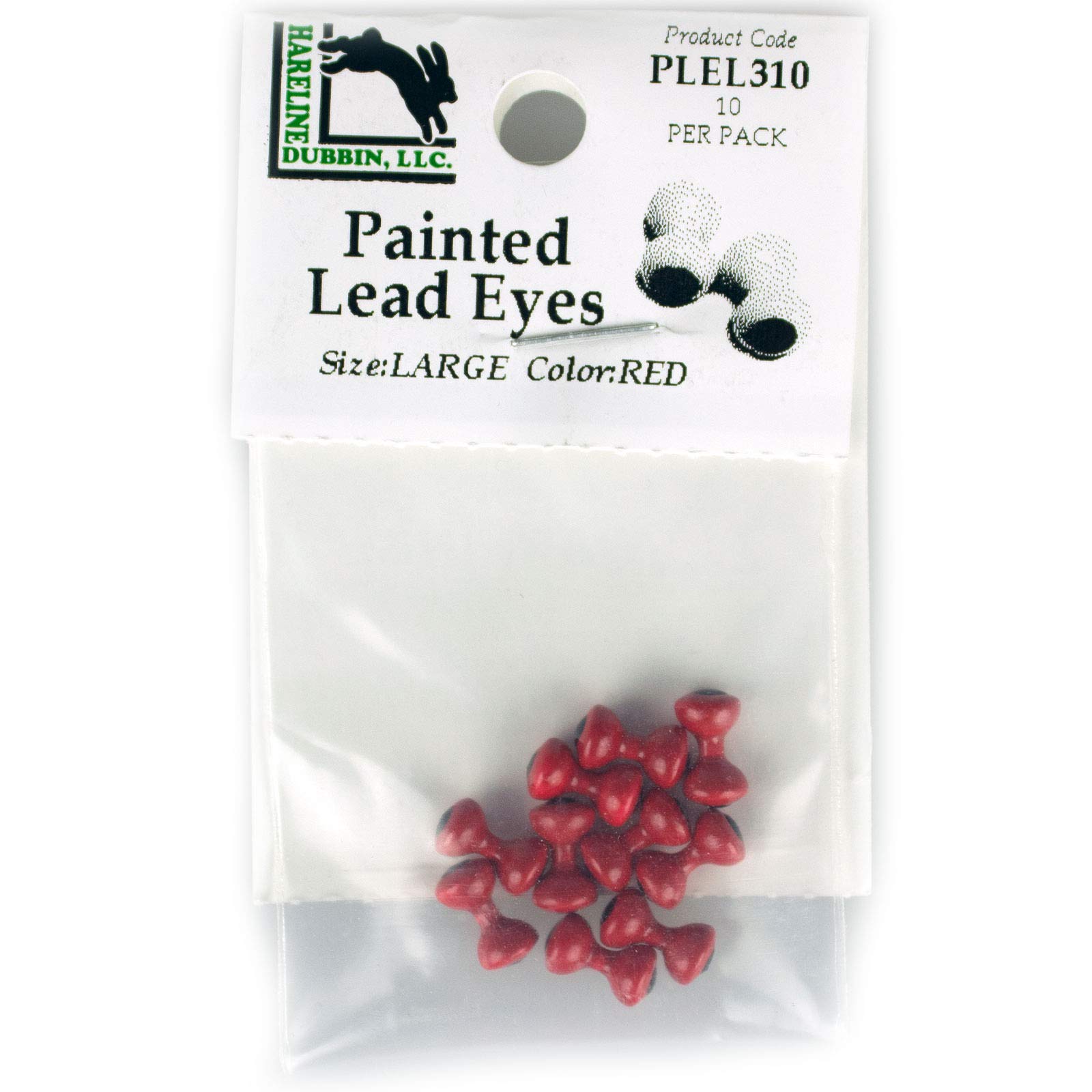 Hareline Painted Lead Dumbbell Eyes Fishing Lures - Large Size, Red Color for Bass and Trout Fishing | Saltwater and Freshwater Use