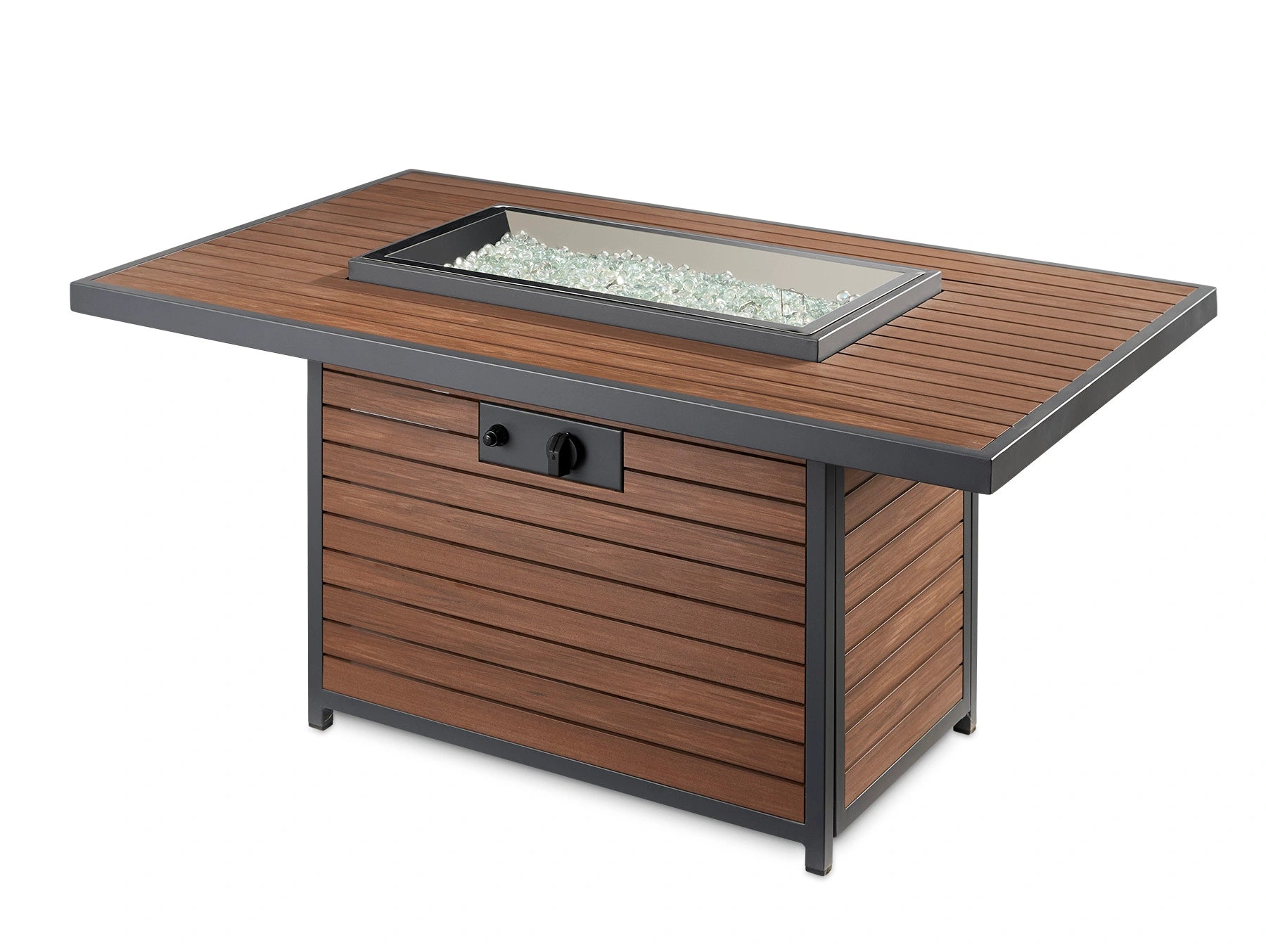 Kenwood Rectangular Gas Fire Pit Table - Outdoor Patio Heater with Chat Height Design for Backyard, Deck, and Garden Gatherings