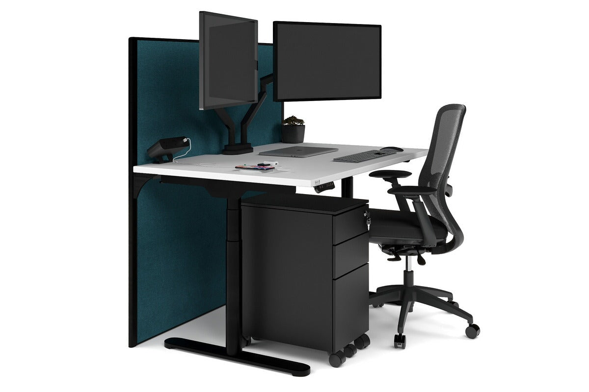 Flexi Premium Height Adjustable Single Workstation Desk - 1200L x 800W with Cable Management Scallop | Ergonomic Standing Desk for Home Office & Workspace