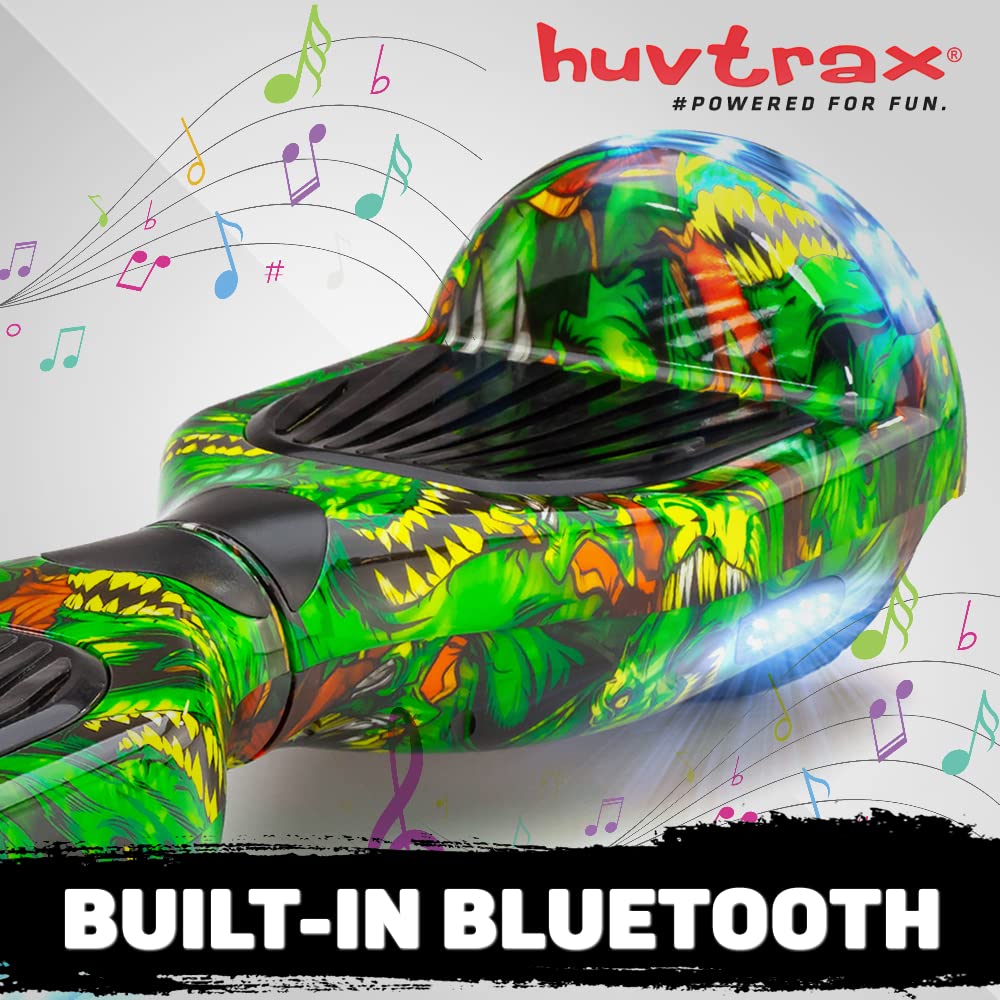 Green Monster Hoverboard - 2X Ride Time, Durable Aluminum Wheels (Not Plastic) - Bluetooth, LED Lights & Carrying Case - for Kids & Adults up to 220lbs - Perfect for Commuting, Fun Rides & Outdoor Adventures