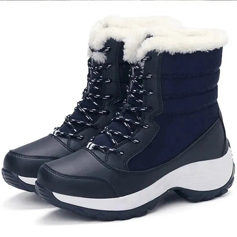 Trendy Women's Fur Lace-Up Ankle Boots for Winter - Warm Snow Boots for Casual Outfits & Cold Weather Fashion