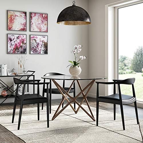 2xhome Solid Wood Farmhouse Dining Chairs with PU Leather Cushion Seat - Kennedy Presidential Modern Accent Armchair for Kitchen, Dining Room or Office - Black - Perfect for Farmhouse Decor, Modern Kitchens & Home Offices