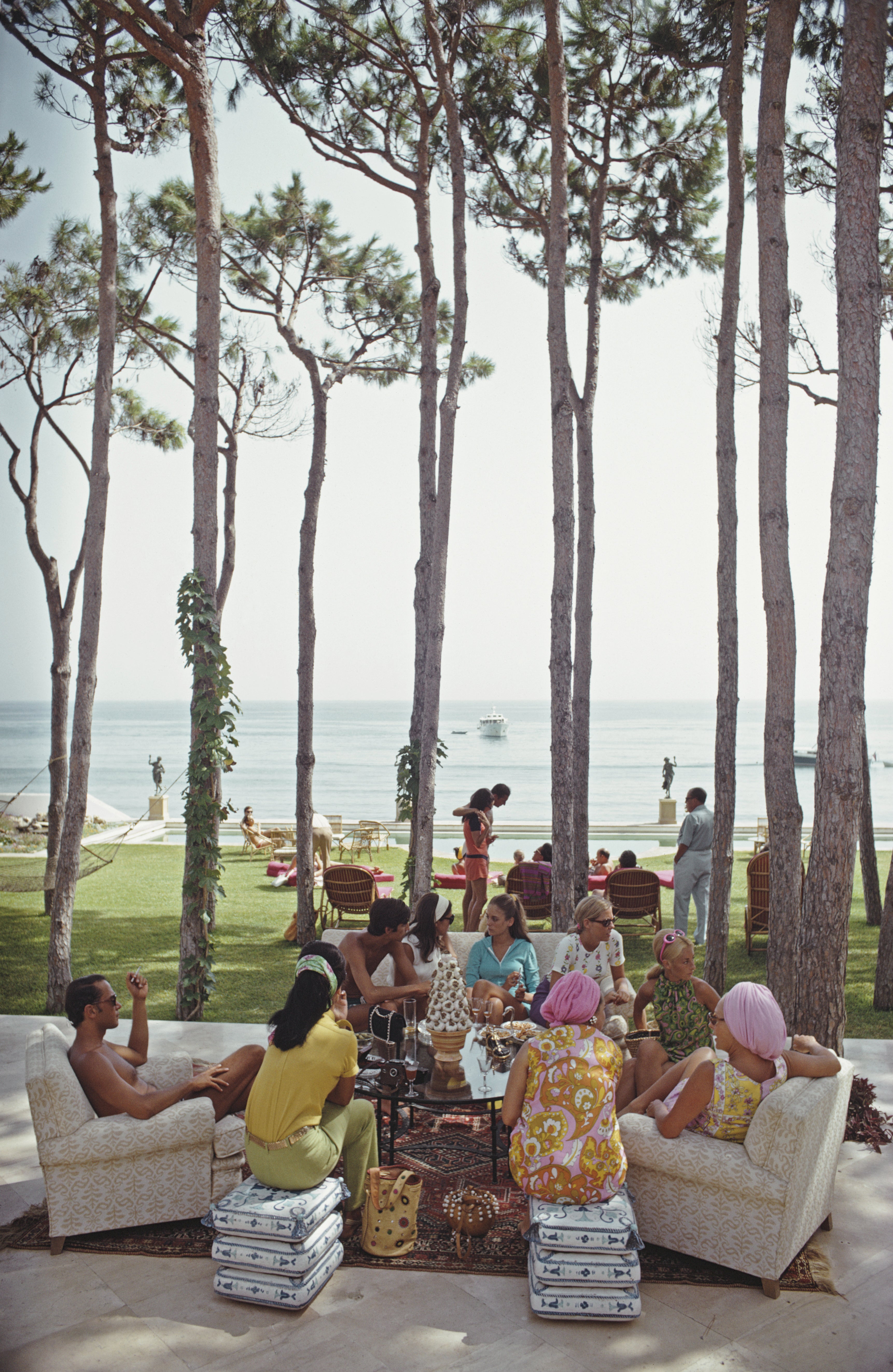 Slim Aarons Marbella House Party Fine Art Print - Vintage Photography Wall Decor for Living Room, Office & Gallery - Perfect for Mid-Century Modern & Luxury Home Interiors