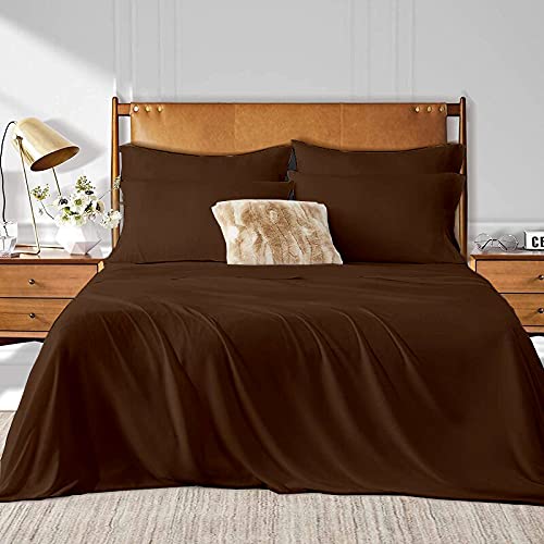 Non-Stick Cotton Twin Size Sheet Set - 4 Piece Bedding Set with Deep Pockets for Easy Fit - Chocolate Brown Twin Sheets - Perfect for Kids' Rooms, Dorms & Guest Beds