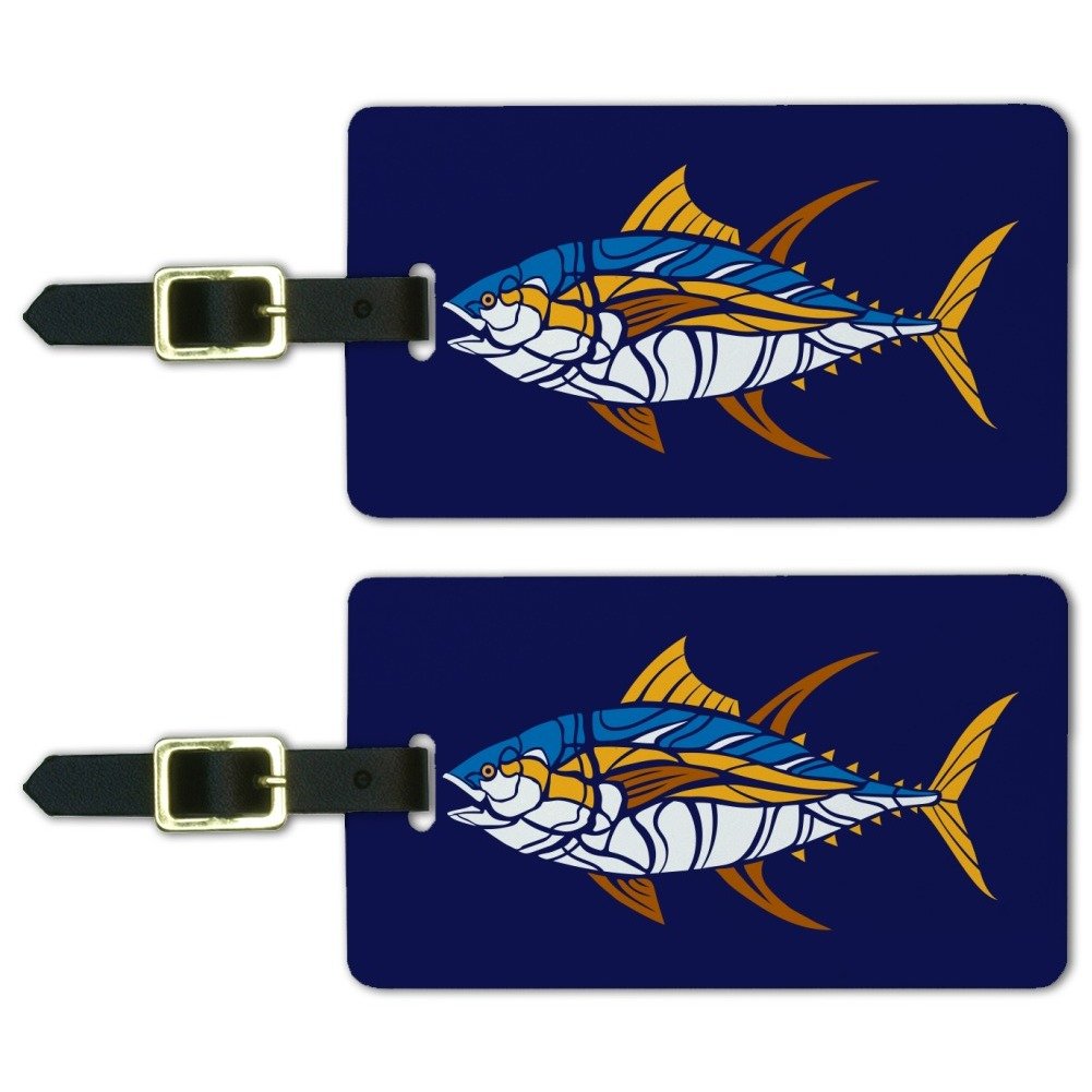 Tuna Fish Design Luggage ID Tags - Set of 2 Durable Suitcase Tags for Travel, Carry-On Bags & Backpacks | Perfect for Airports, Cruises & Business Trips