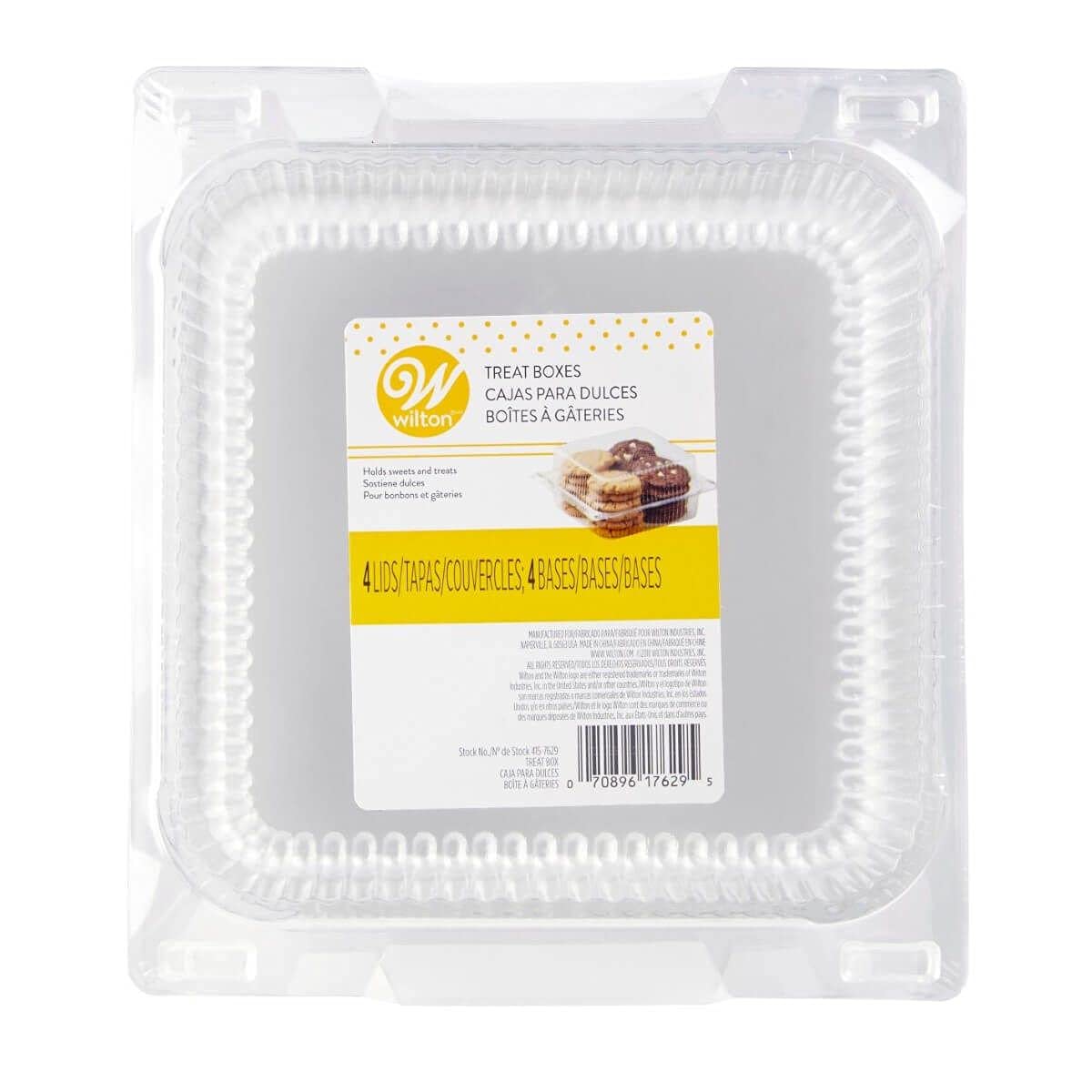 Clear Plastic Clamshell Treat Boxes for Candy, Cookies & Cakes - 4 Pack with Lids | Perfect for Bakery Packaging, Party Favors & Gift Boxes