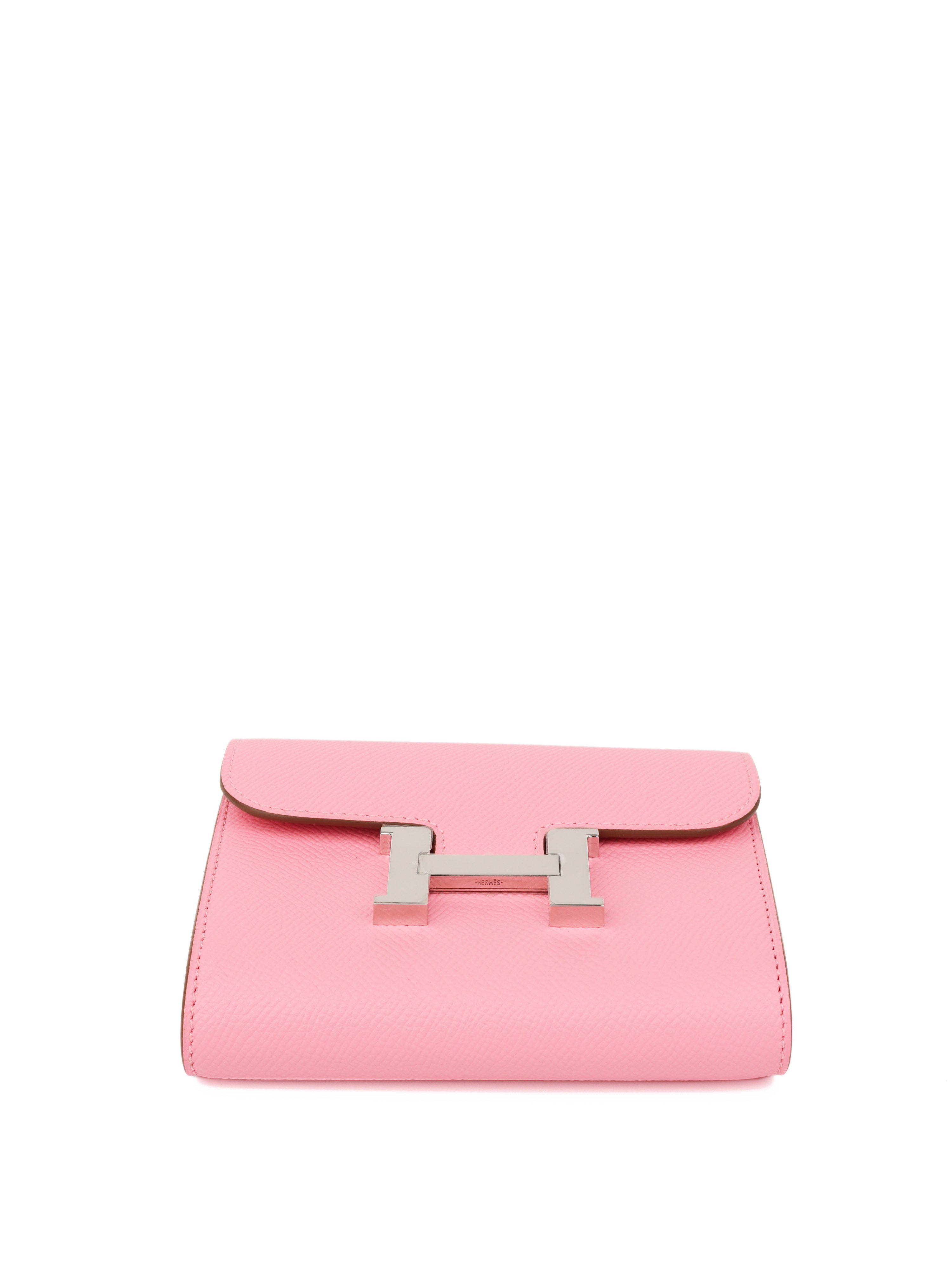 Hermes Rose Confetti Constance Epsom Slim Wallet - Luxury Women's Designer Wallet for Everyday Use & Special Occasions