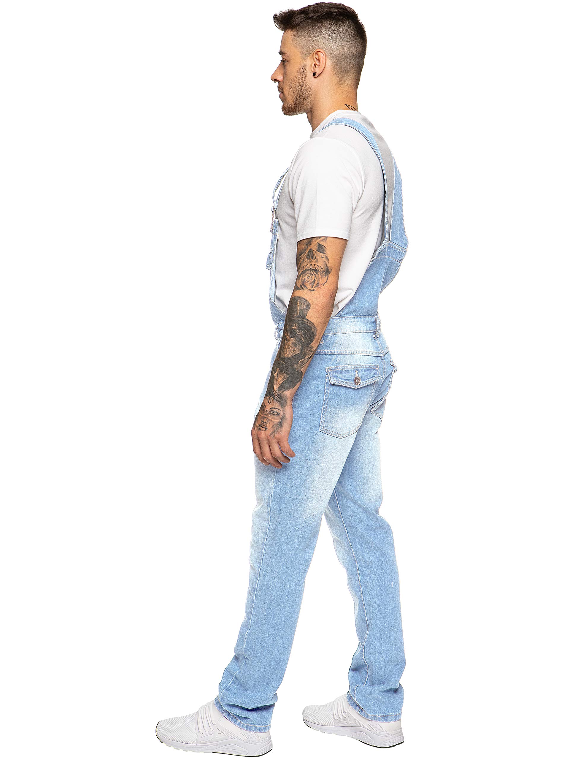 ENZO Men's Denim Overalls - Blue & Black Dungaree Jeans for Work & Casual Wear (Sizes 30-50) | Durable Workwear & Stylish Everyday Outfits