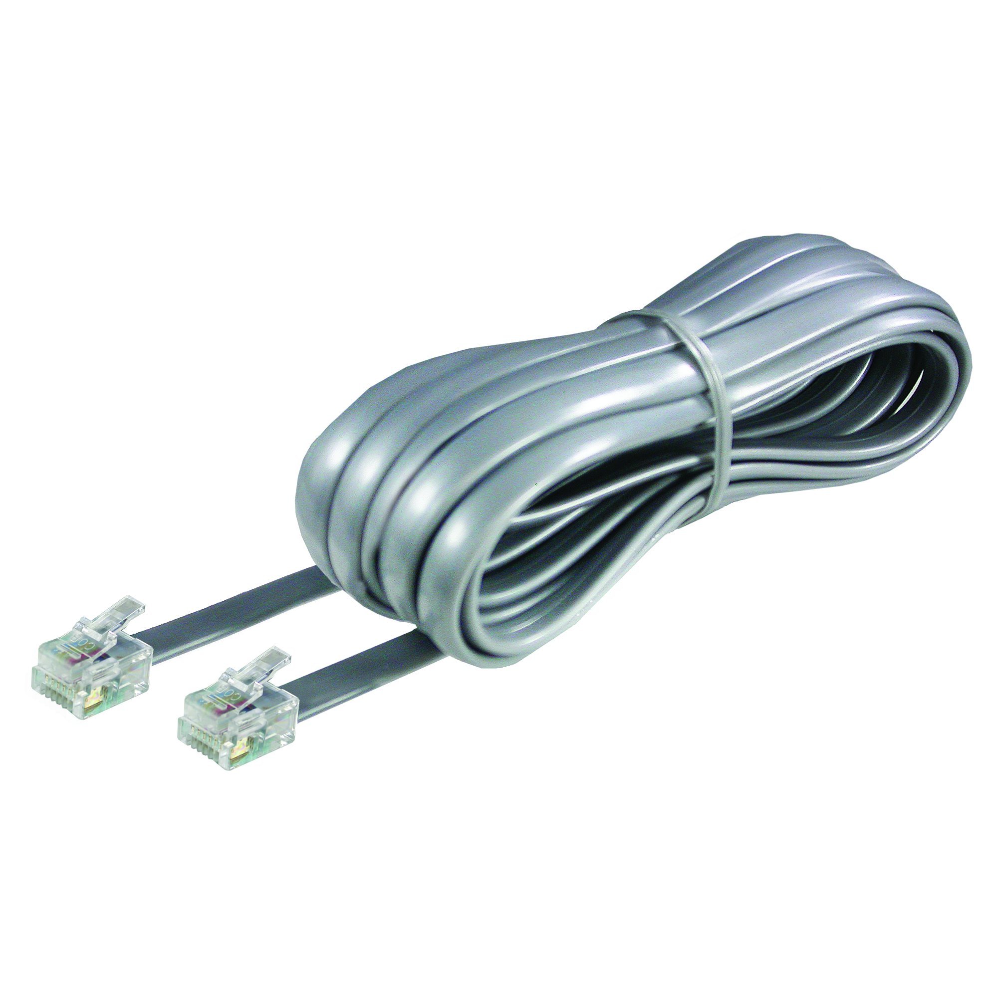 Softalk 15-Feet Silver Landline Telephone Cord - Extra Long Phone Line for Home & Office - Durable Spiral Handset Cable for Desk Phones, Corded Phones, and Fax Machines