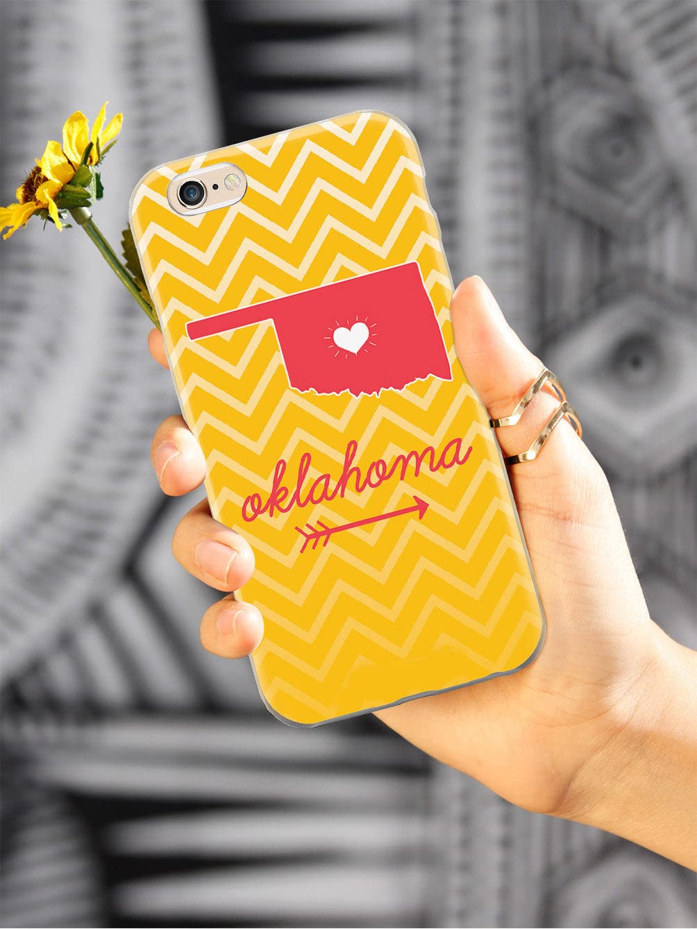 3D Textured iPhone 15 Pro Max Case with Rubber Bumper - Protective Cover for Apple iPhone 15 Pro Max - Oklahoma Chevron State Design - Shockproof & Scratch Resistant - Perfect for Everyday Use, Travel & Outdoor Activities