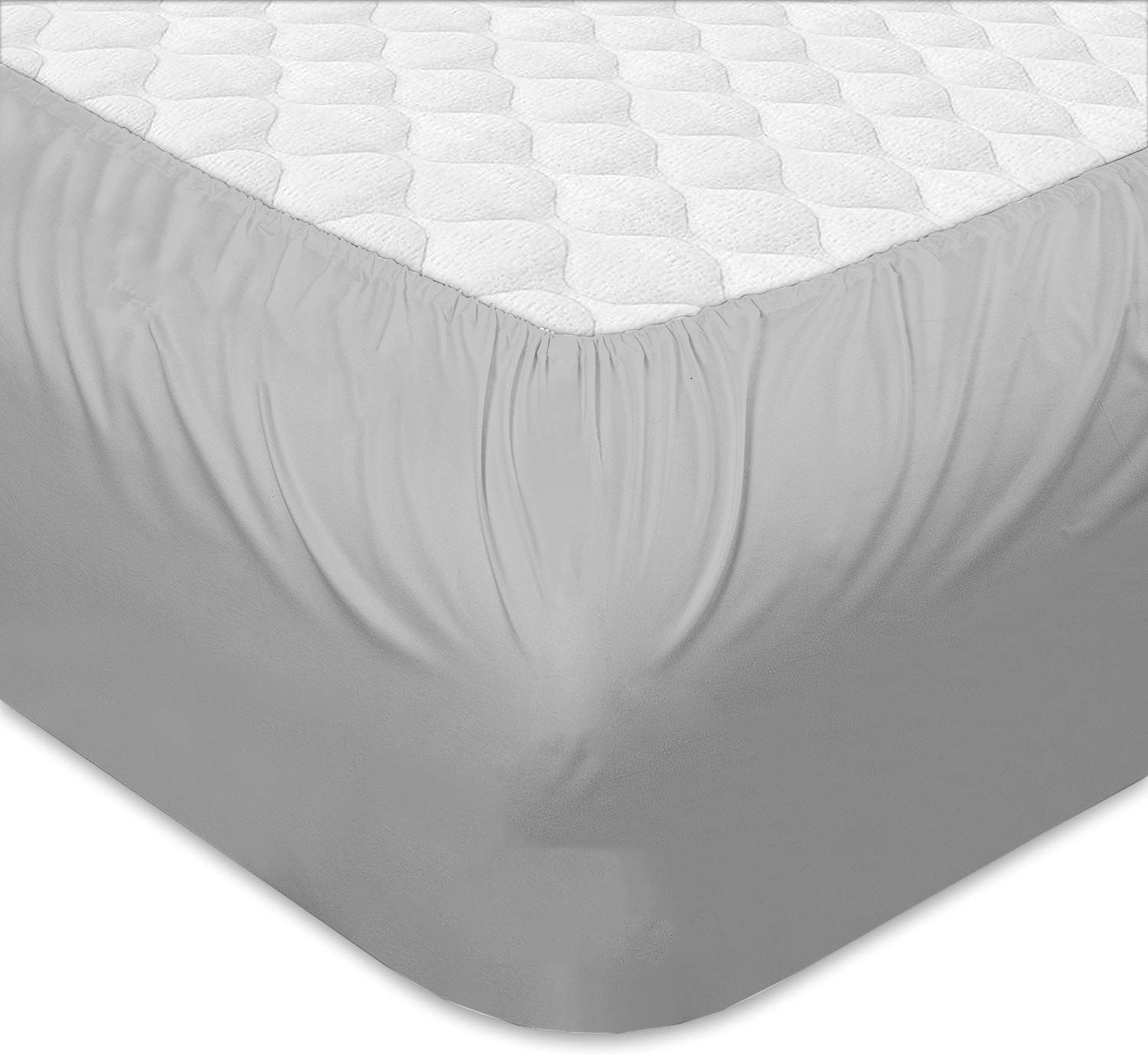 Premium Cotton-Rich CVC Sheet Set - Full Size 4PC Light Grey for Deep Pocket Mattress (15