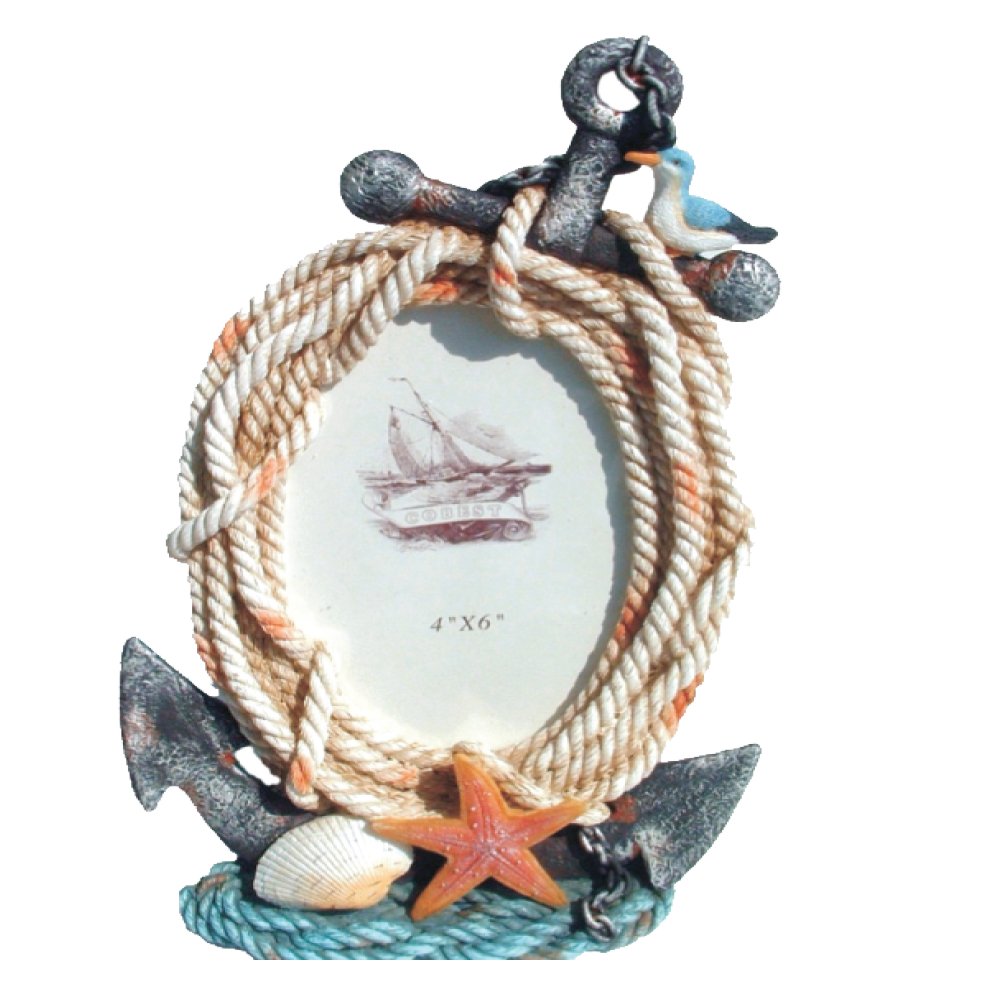 Nautical Anchor & Rope Picture Frame - 4x6 Photo Display, Coastal Home Decor, Perfect for Beach House Wall Art & Unique Gift Ideas