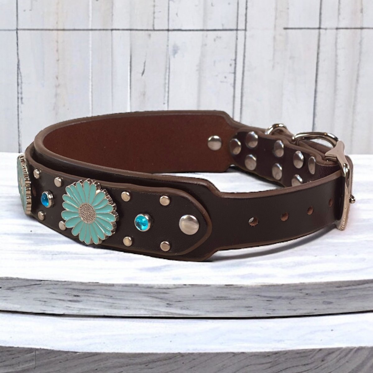 Custom Engraved Leather Dog Collar with Sunflower Design - Personalized Pet Collar for Small Medium Large Dogs - Durable Adjustable Dog Accessories for Walks, Training & Outdoor Adventures
