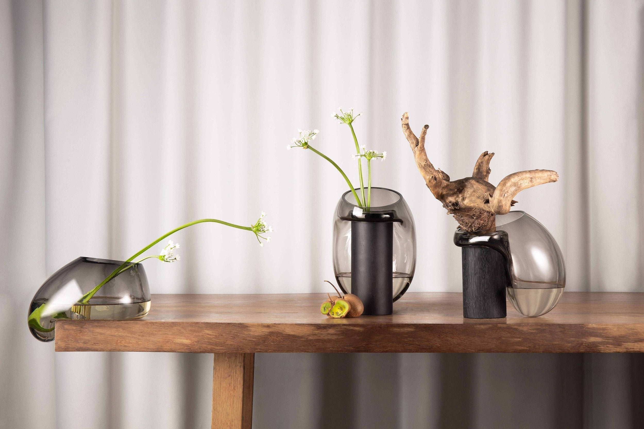 Noom Gutta Vase - Modern Ceramic Flower Vase for Home Decor, Wedding Centerpieces & Office Desk Accessories