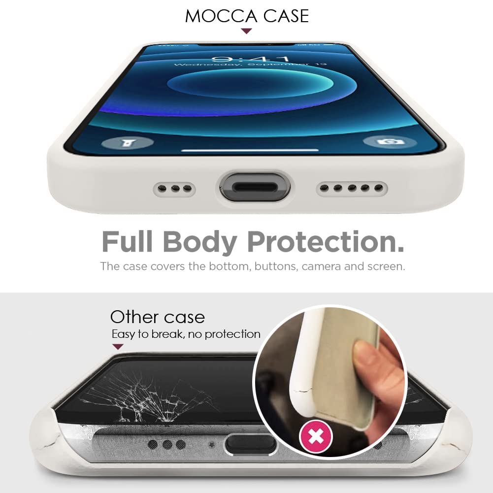 MOCCA iPhone 12 Pro Max Case 6.7 Inch with Ring Kickstand - Shockproof Protective Phone Cover with Soft Microfiber Lining | Anti-Scratch Full Body Protection | Perfect for Work, Travel & Outdoor Activities (Stone)