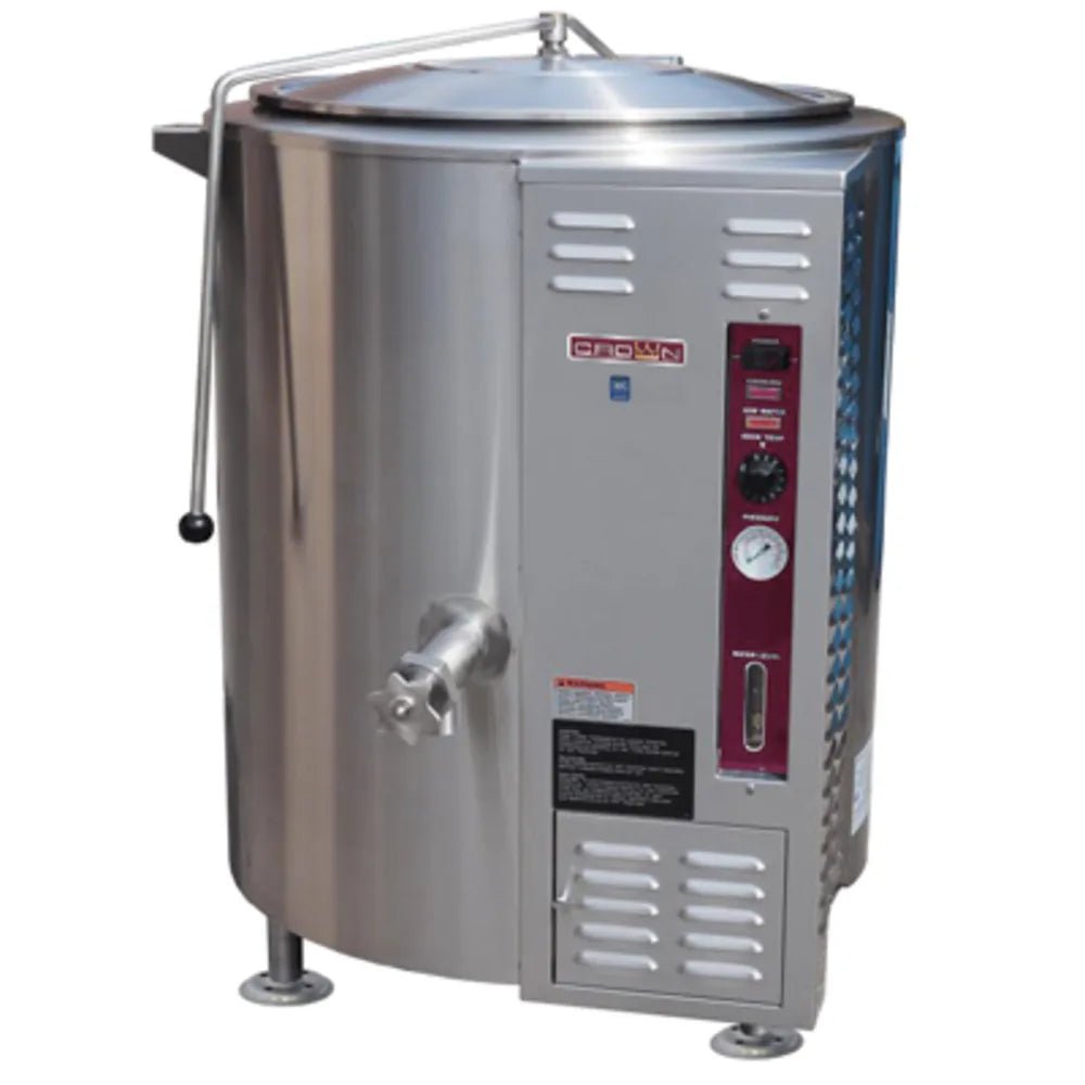 Crown Steam GL 20E 20-Gallon Commercial Gas Steam Kettle - 100,000 BTU High-Efficiency for Catering, Restaurants & Food Production