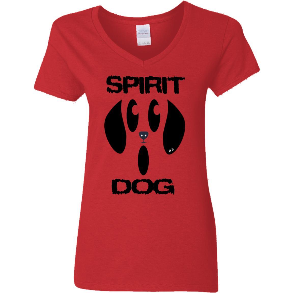 Spirit Dog Halloween T-Shirt for Women - 5.3 oz V-Neck Tee | Funny Wine Lover Gift | Perfect for Halloween Parties & Casual Wear