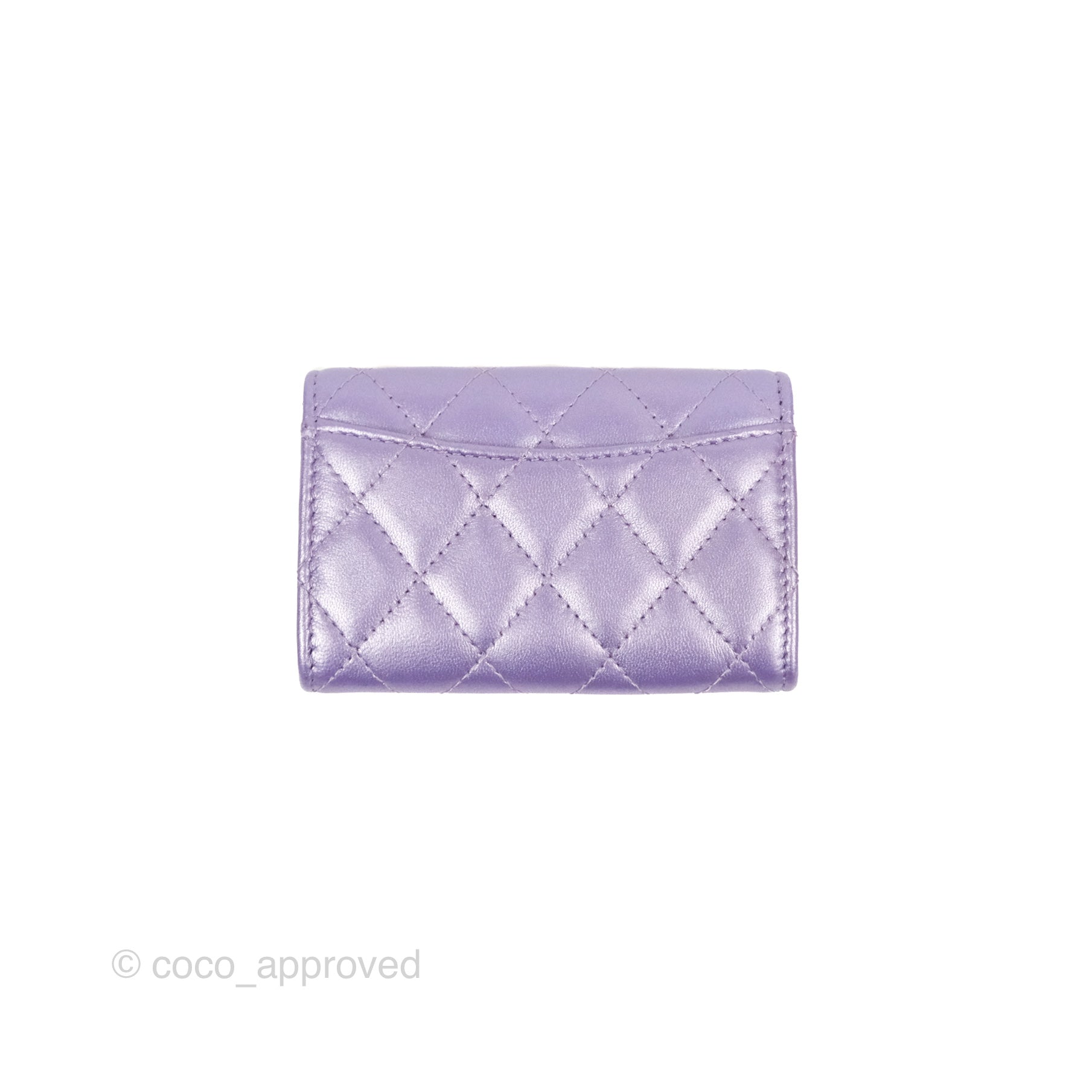 Chanel Classic Flap Card Holder - Quilted Iridescent Purple Lambskin with Silver Hardware | Luxury Wallet for Women, Perfect for Everyday Use & Special Occasions