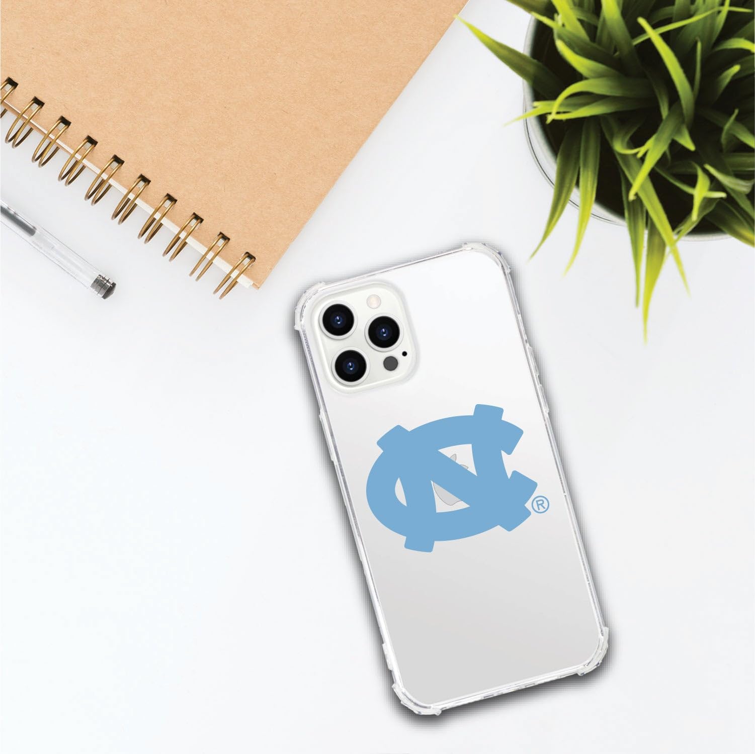 OTM Essentials Rugged Phone Case for iPhone 13 Pro - Shockproof Protective Cover with Reinforced Edges in Classic White | Perfect for UNC Students & iPhone 13 Pro Users